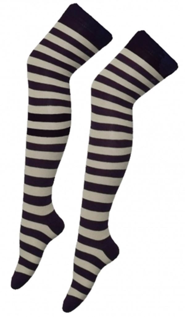 Damen Mädchen OTK gestreifte Socken mit Schleife über dem Knie hoch ausgefallene Socken UK - Bild 23 von 51