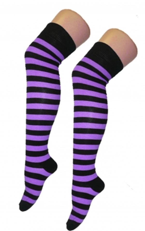 Damen Mädchen OTK gestreifte Socken mit Schleife über dem Knie hoch ausgefallene Socken UK - Bild 6 von 51