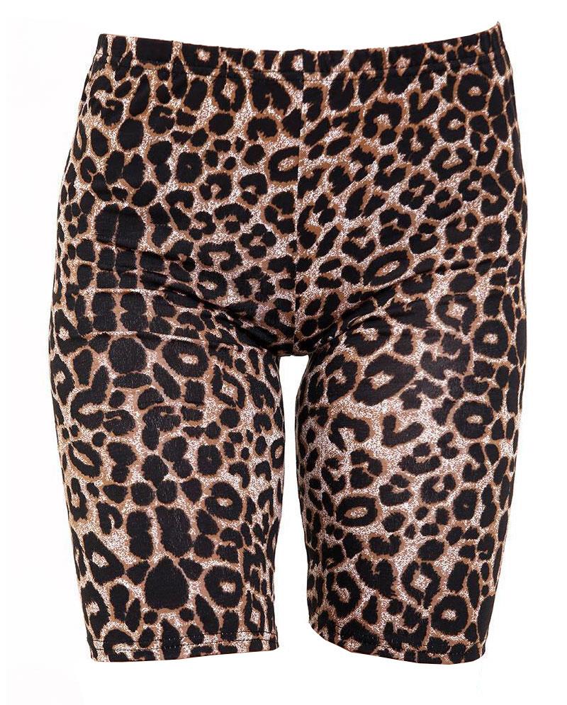 LADIES LEOPARD PRINT CYCLING SHORTS 
