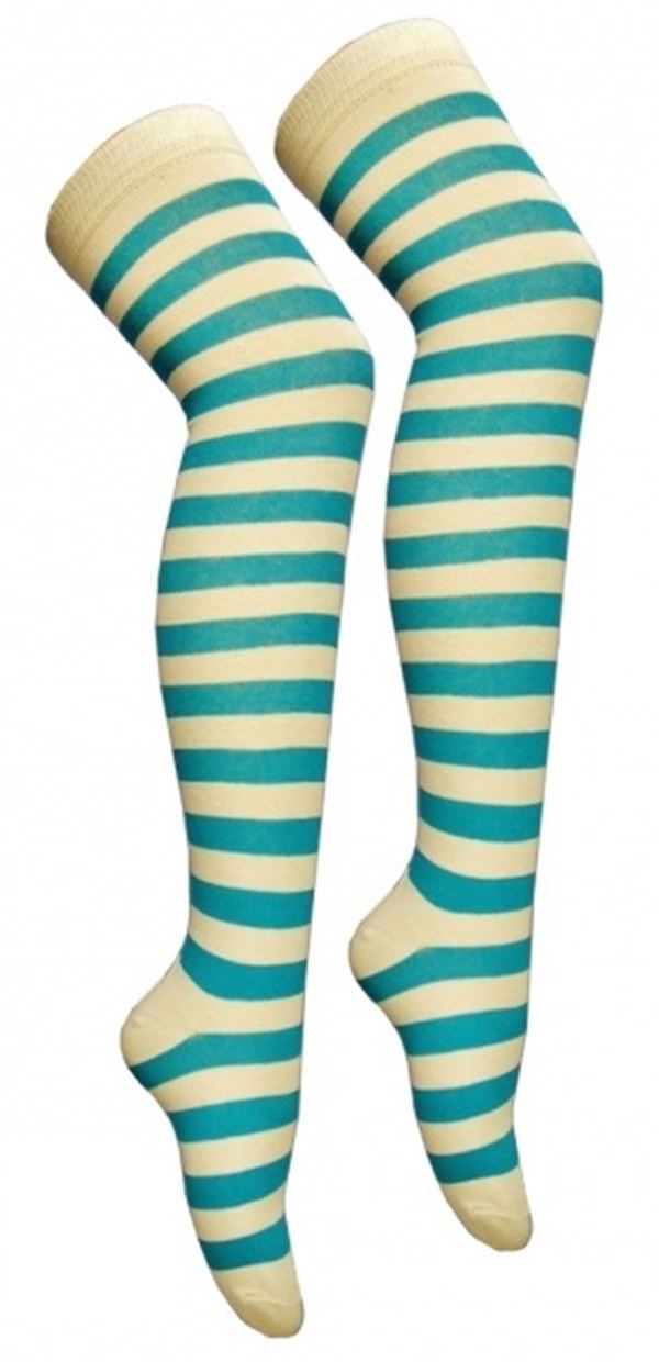 Damen Mädchen OTK gestreifte Socken mit Schleife über dem Knie hoch ausgefallene Socken UK - Bild 42 von 51