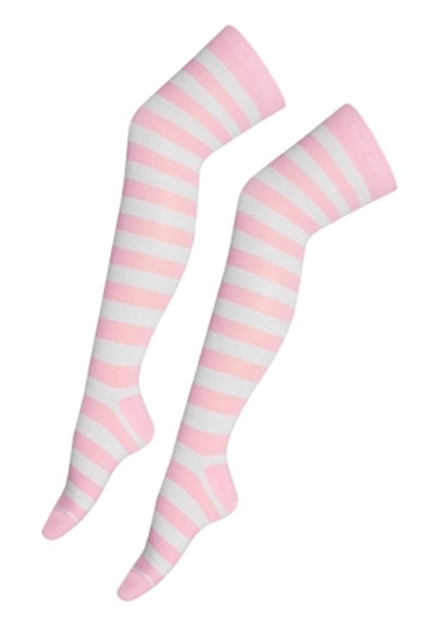 Damen Mädchen OTK gestreifte Socken mit Schleife über dem Knie hoch ausgefallene Socken UK - Bild 3 von 51