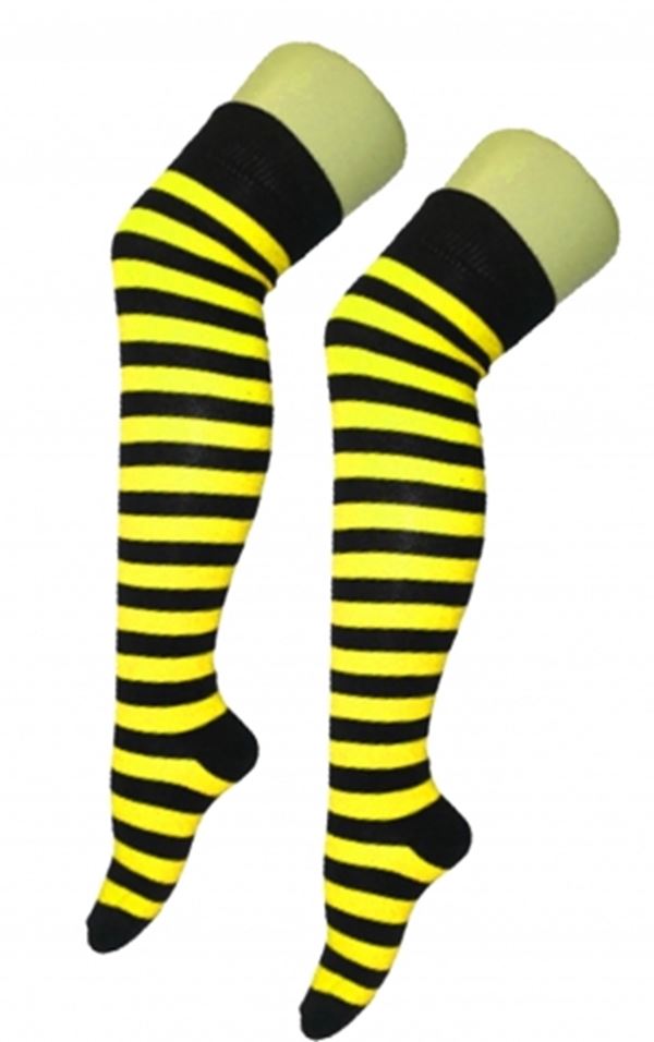 Damen Mädchen OTK gestreifte Socken mit Schleife über dem Knie hoch ausgefallene Socken UK - Bild 11 von 51