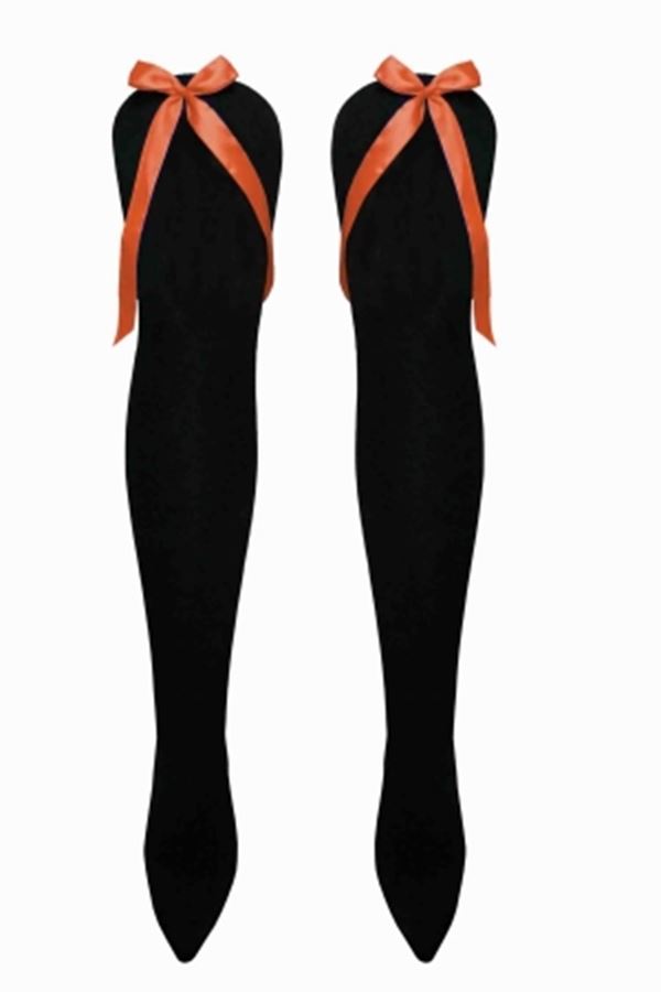 Damen Mädchen OTK gestreifte Socken mit Schleife über dem Knie hoch ausgefallene Socken UK - Bild 15 von 51