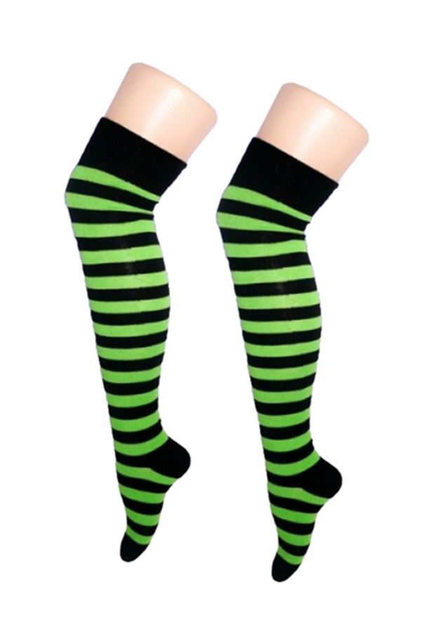 Damen Mädchen OTK gestreifte Socken mit Schleife über dem Knie hoch ausgefallene Socken UK - Bild 4 von 51