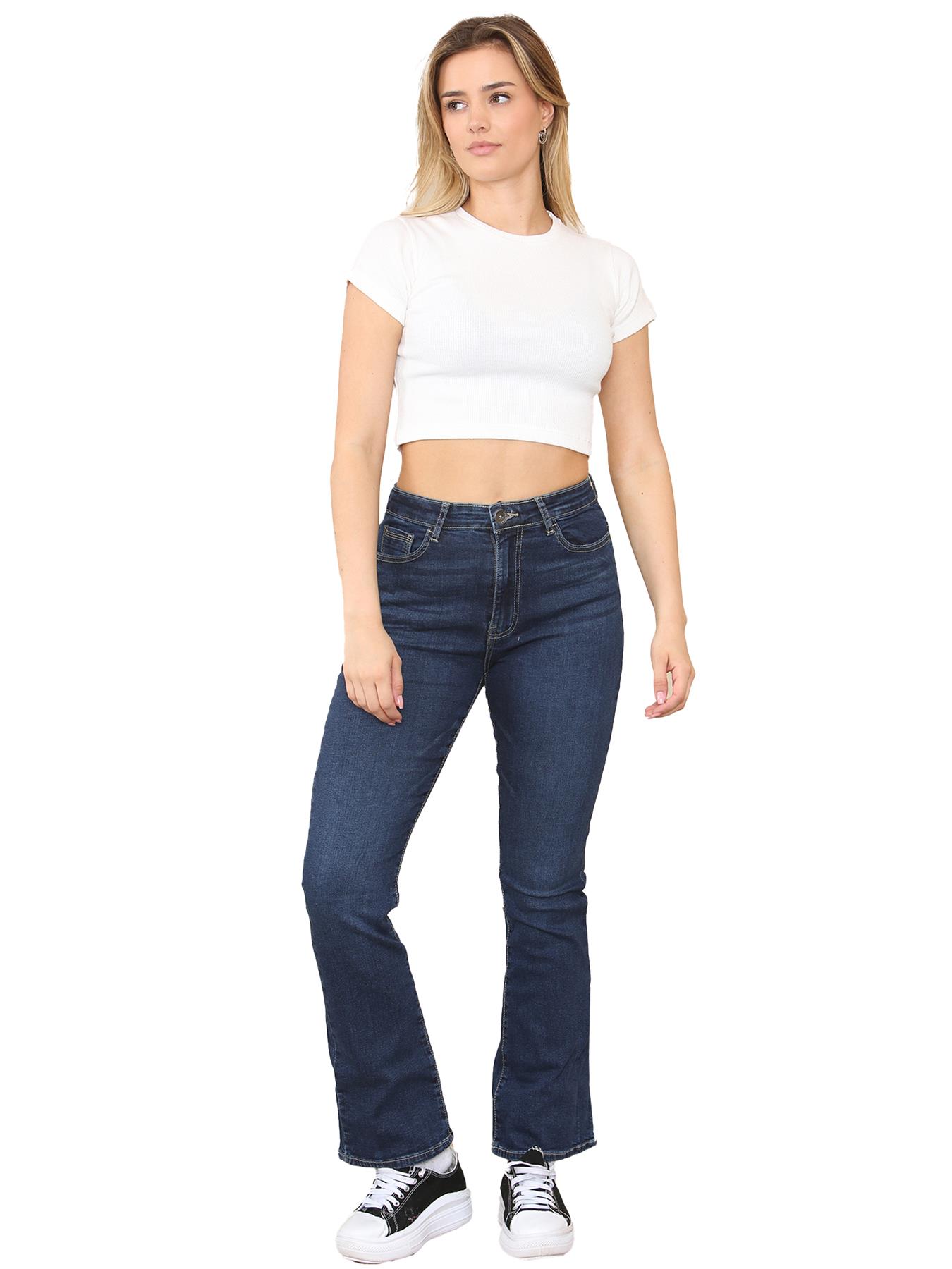 Enzo Womens Bootcut Jeans Stretch Blue Denim Regular Fit Pants UK Waist Sizes - Picture 32 of 32