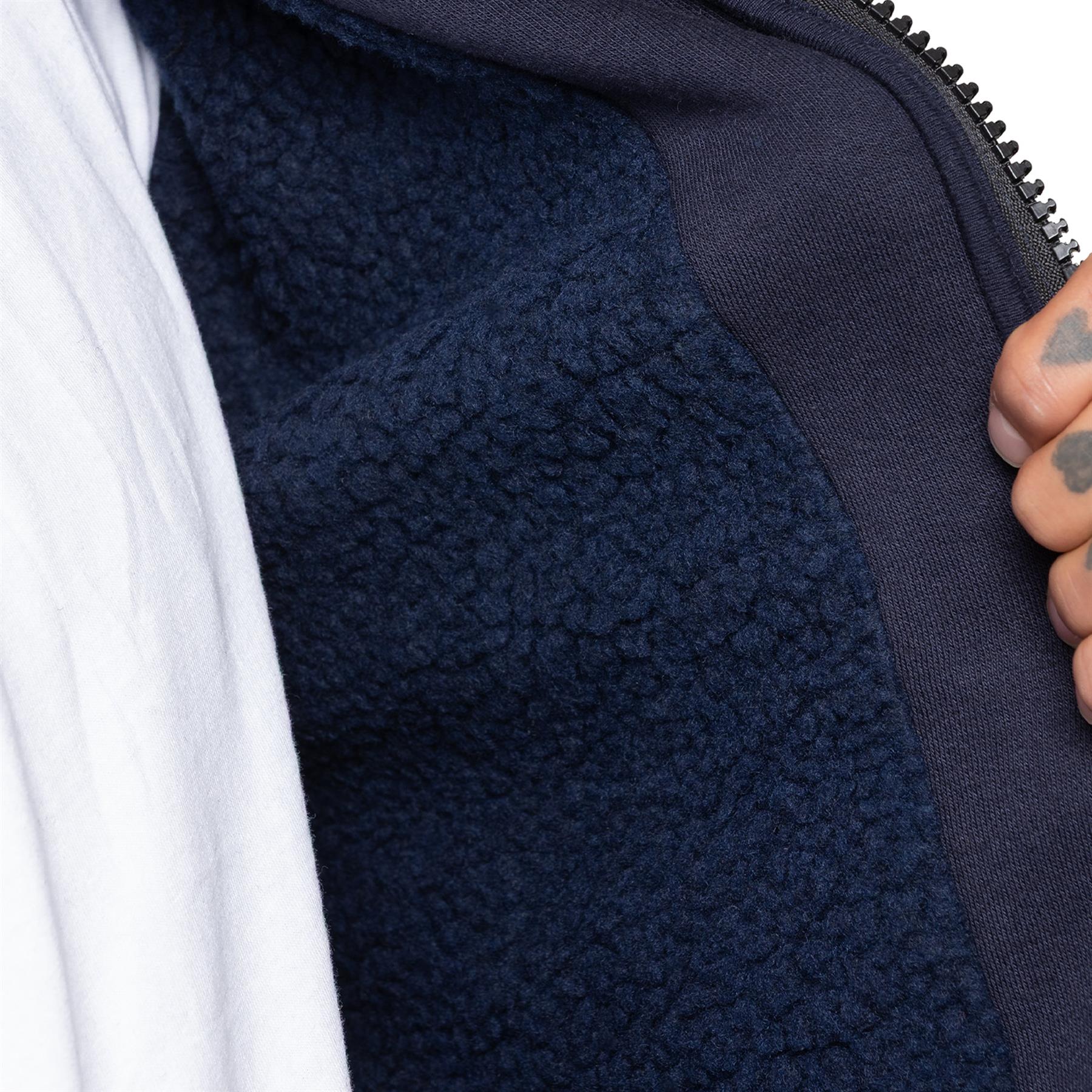 Enzo Mens Sherpa Fleece Hoodie Jacket Plain Borg Lined Hooded Zipper Sweatshirt - Picture 11 of 16