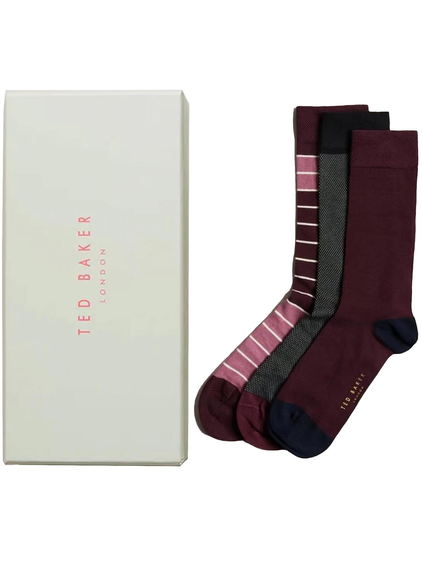 Ted Baker Mens Socks 3 Pairs Casual Cotton Rich Designer Gift Box Sock - Picture 30 of 34