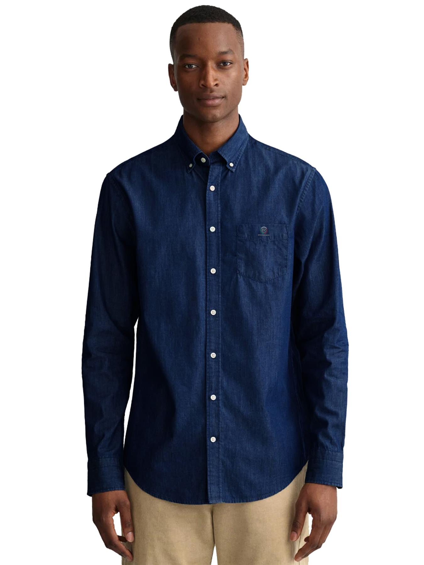 Enzo Mens Long Sleeve Shirt Casual Cotton Regular Fit Embroidered Logo Shirts - Picture 30 of 53