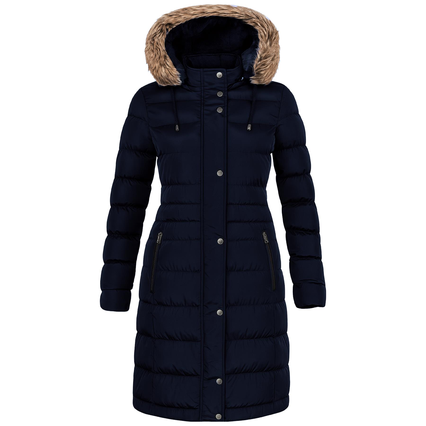Chaqueta acolchada de invierno cálida de piel sintética con capucha Enzo para mujer - Imagen 7 de 10