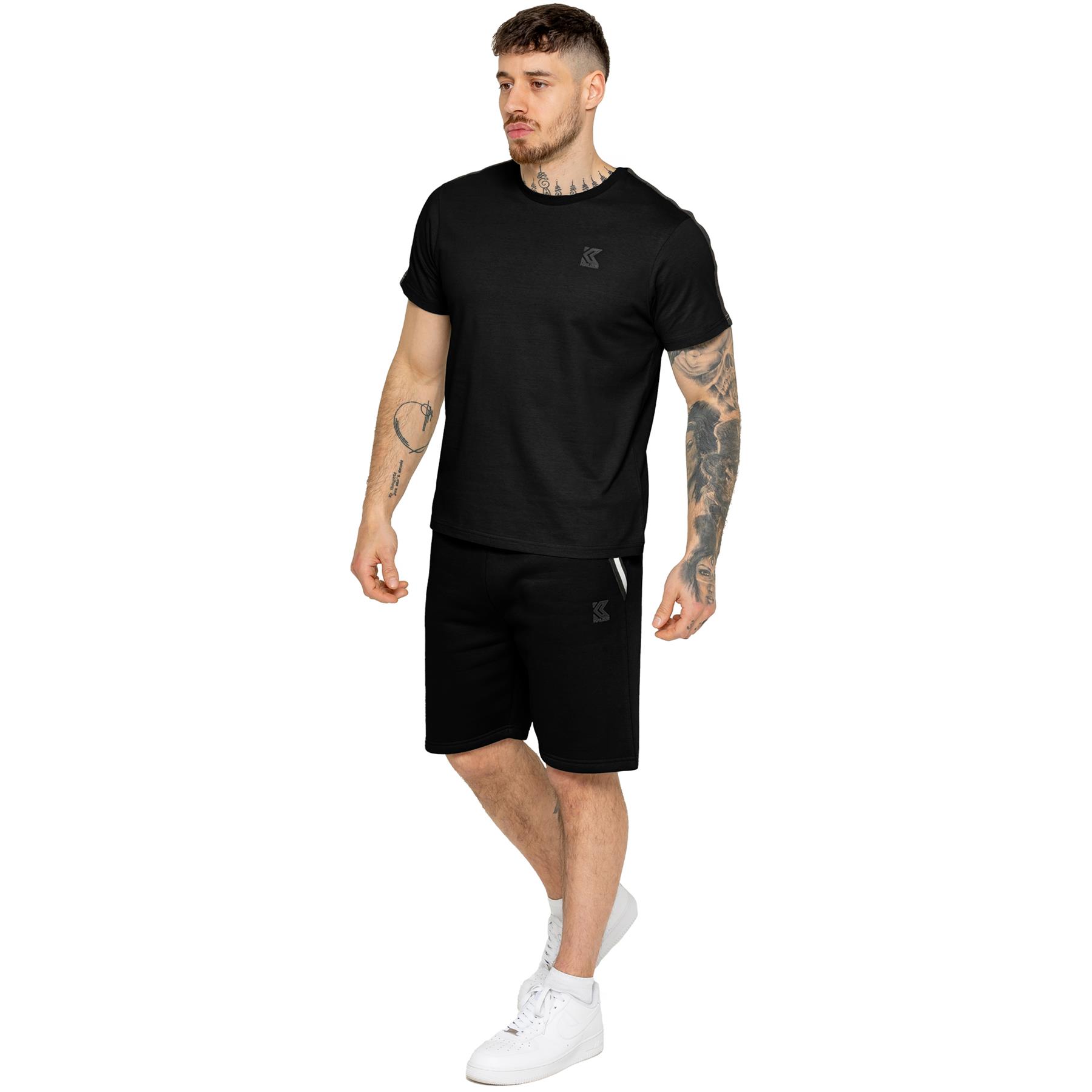 Herren Kruze T-Shirt & Shorts Set Rundhals Fleece Shorts Trainingsanzug - Imagen 6 de 22