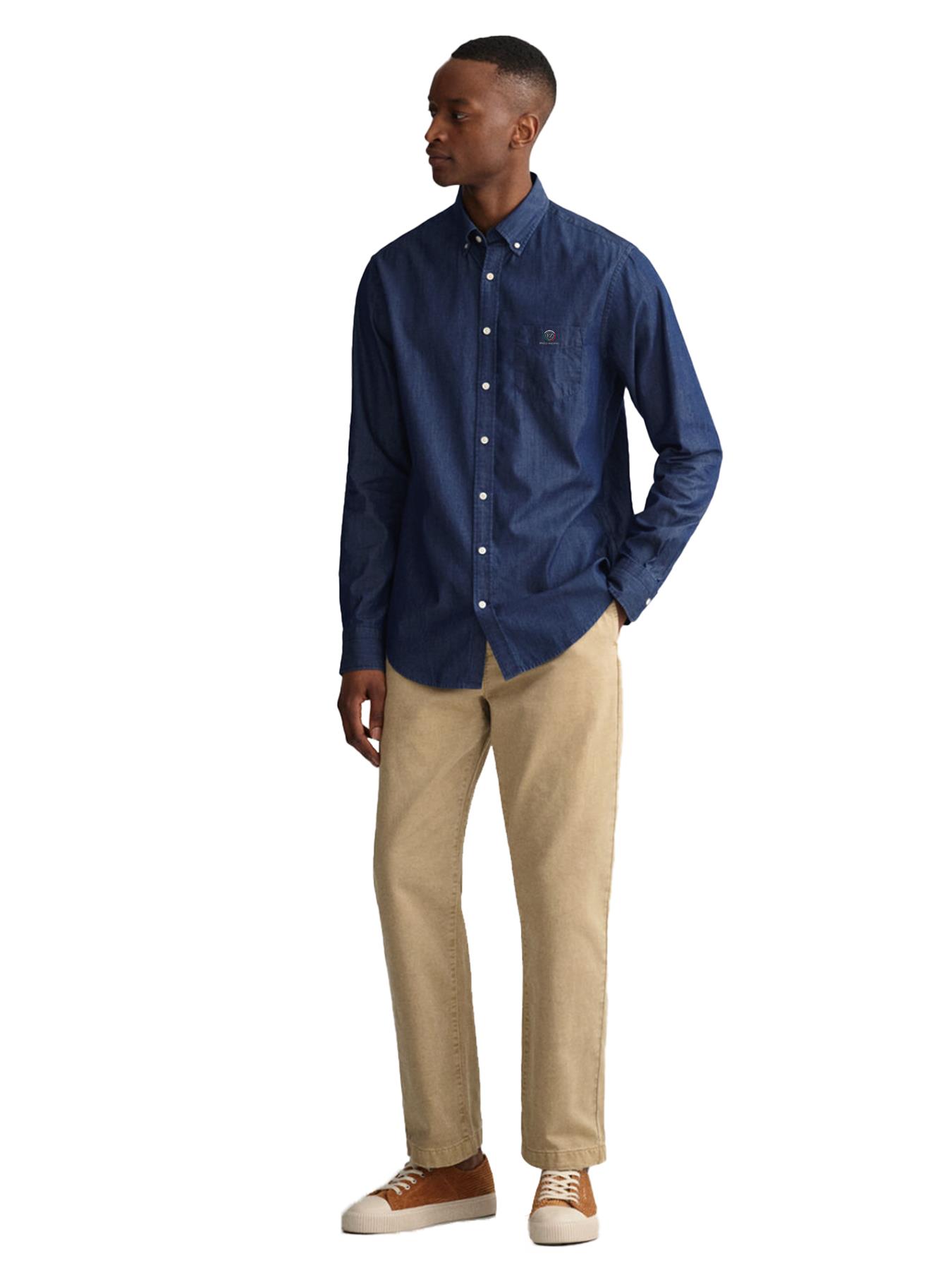 Enzo Mens Long Sleeve Shirt Casual Cotton Regular Fit Embroidered Logo Shirts - Picture 35 of 53