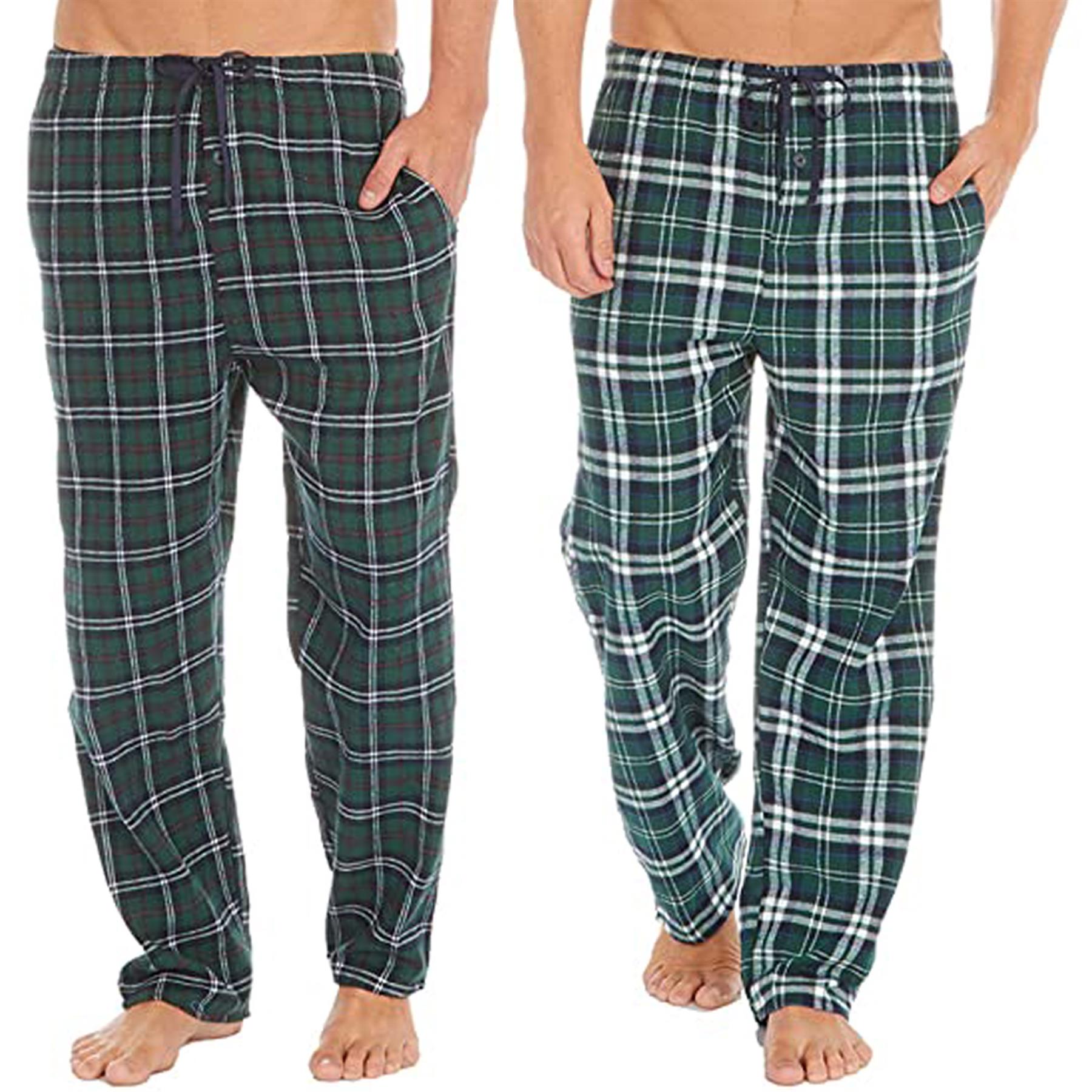 Mens Loungewear Pyjamas Lounge Pants Nightwear Fleece Striped Trousers