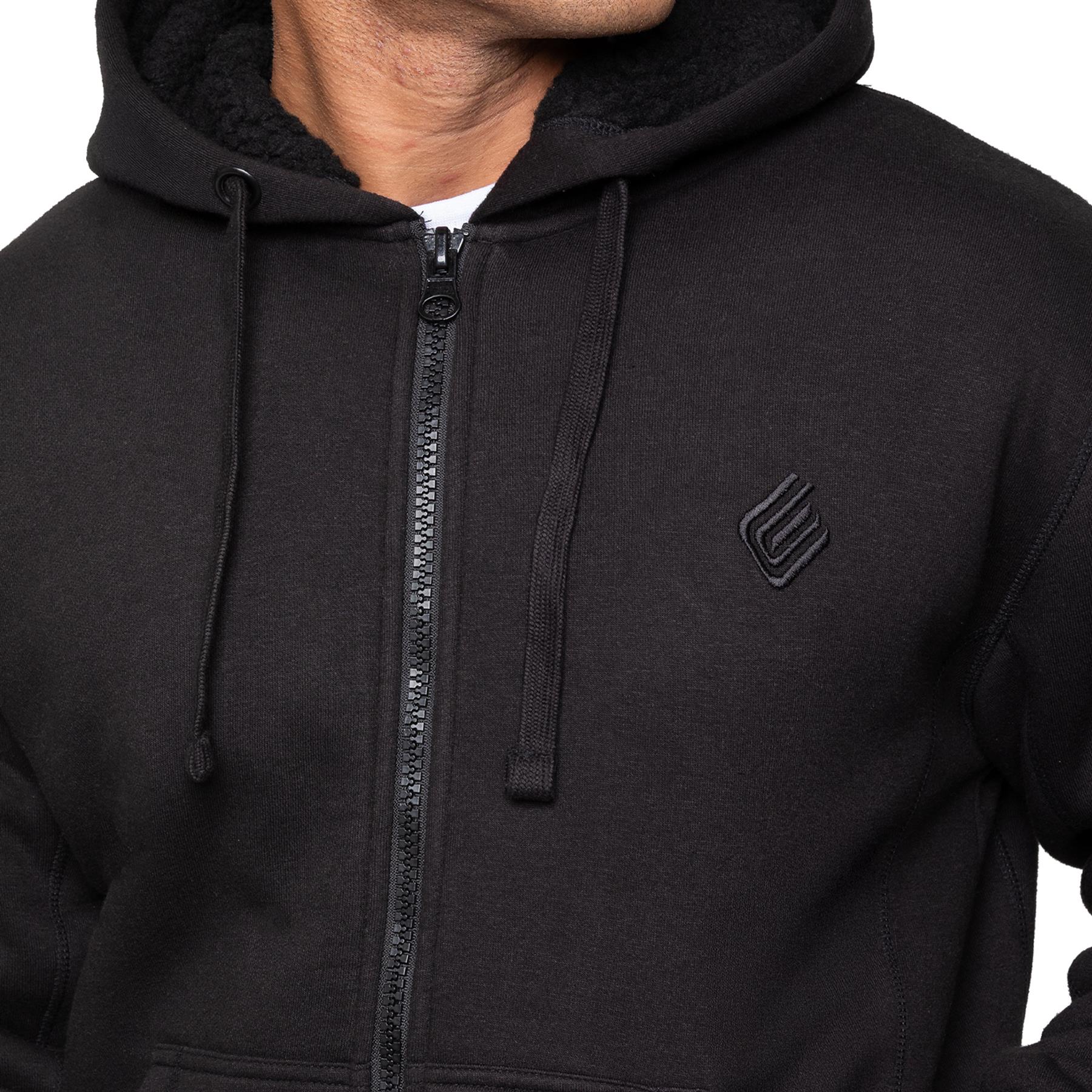 Enzo Mens Sherpa Fleece Hoodie Jacket Plain Borg Lined Hooded Zipper Sweatshirt - Picture 4 of 16