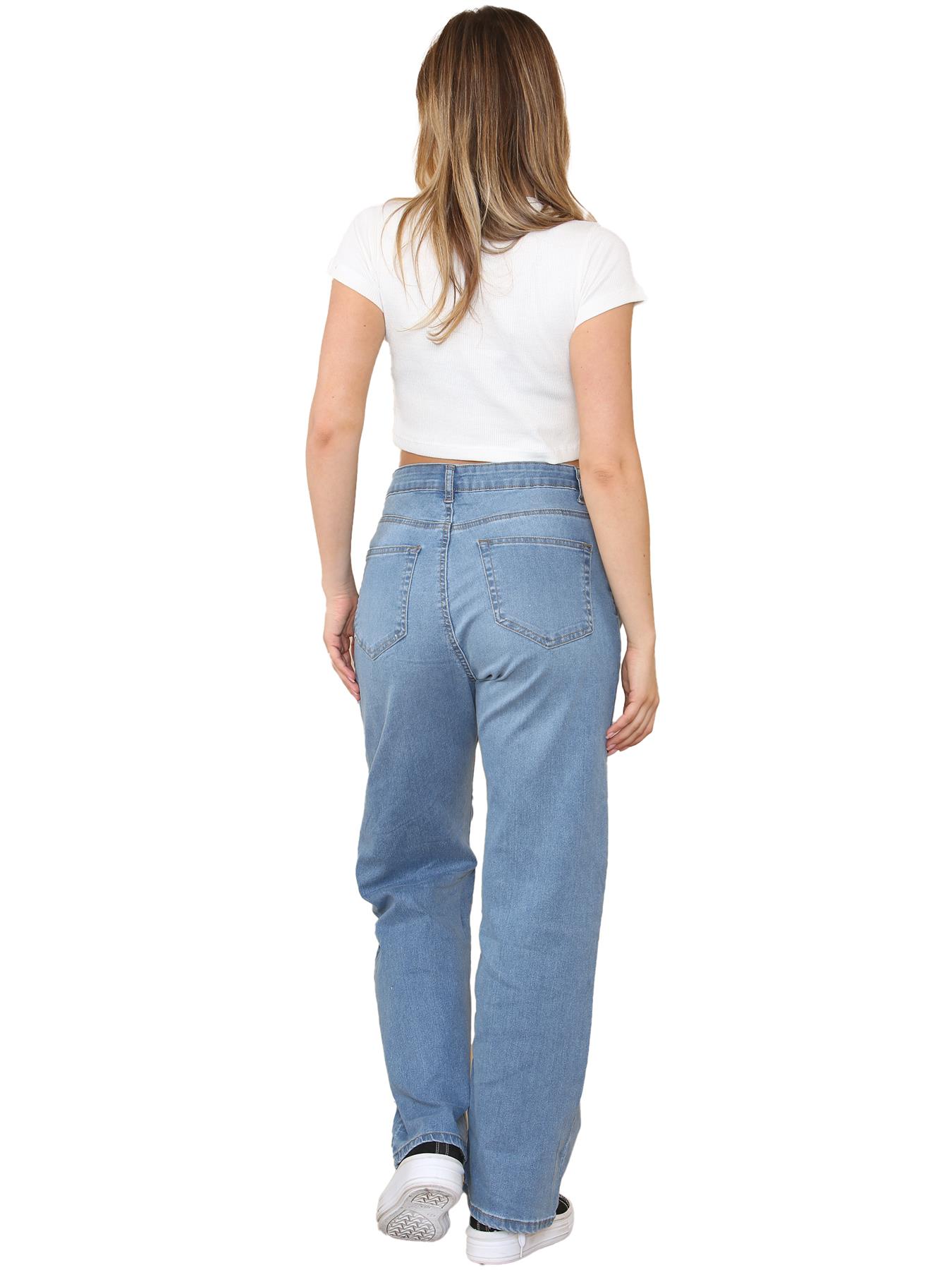 Enzo Womens Straight Leg Cargo Denim Jeans Mid Rise Casual Cotton Pants - Picture 16 of 27