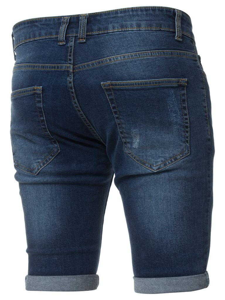 Enzo Jeans Mens Denim Skinny Fit Shorts Distressed Ripped Half Pants