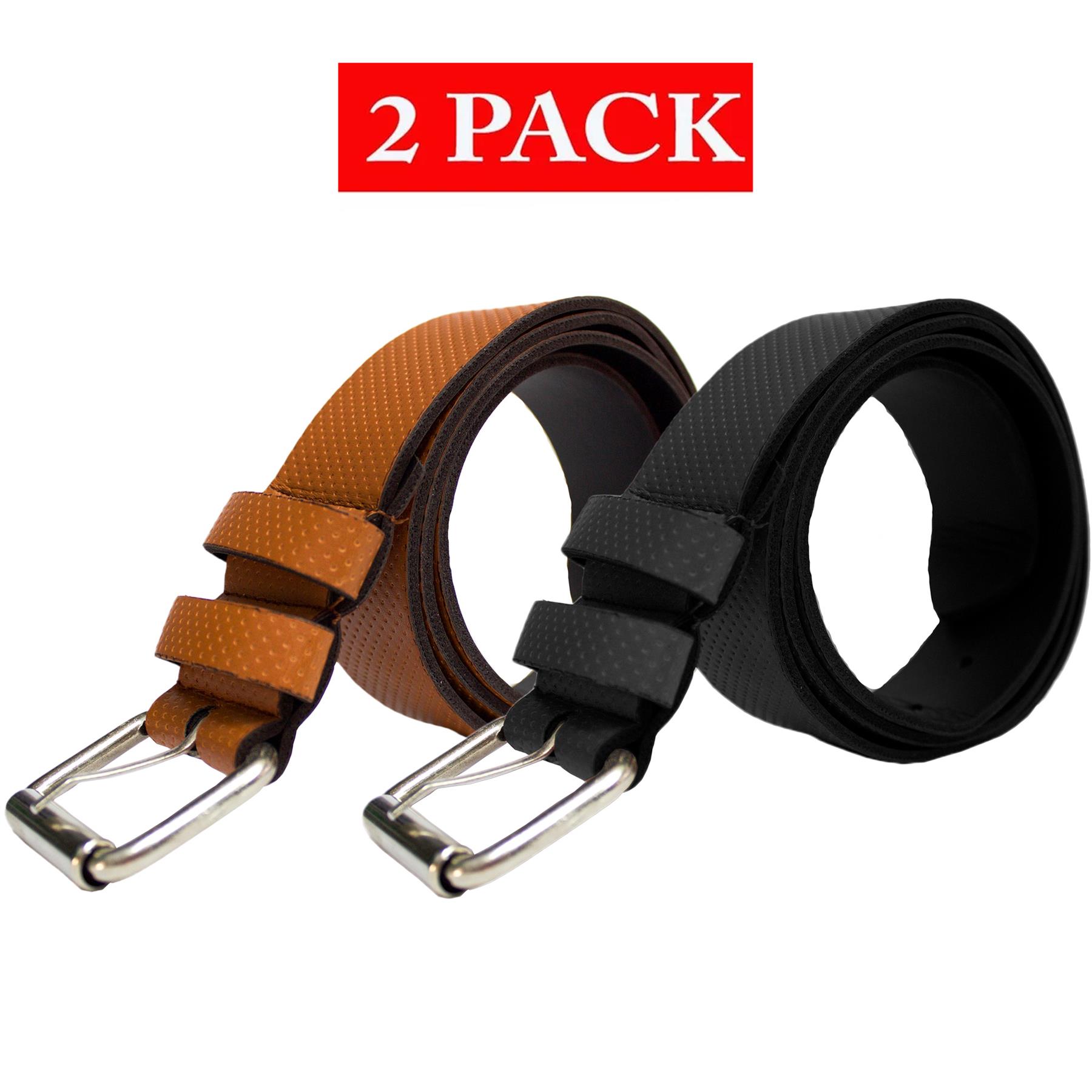 Kruze Men's PU Leather Belt - Adjustable Buckle Belt In Brown, Black Or Beige