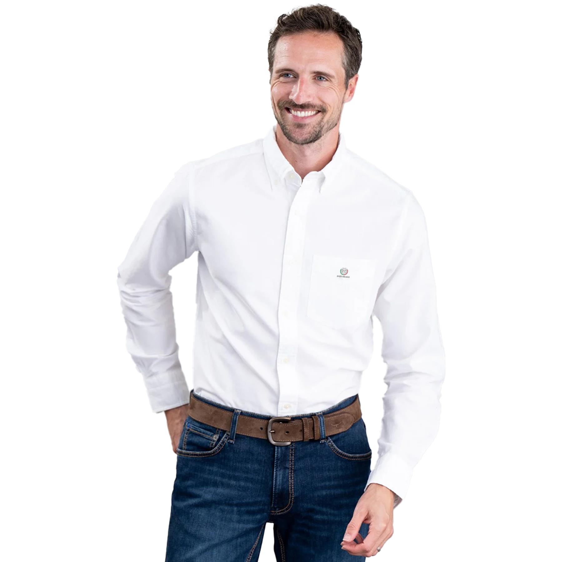 Enzo Mens Long Sleeve Shirt Casual Cotton Regular Fit Embroidered Logo Shirts - Picture 20 of 53
