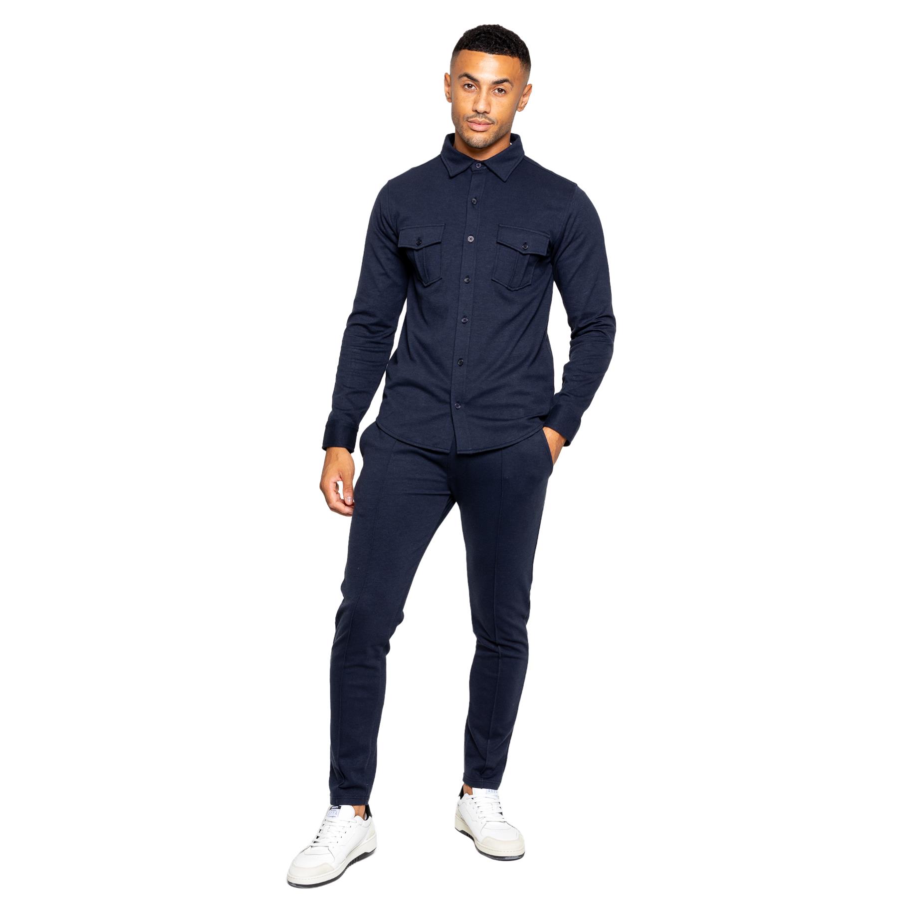 Enzo Mens Tracksuit Casual Overshirt Stretch Joggers Trousers Outfit Set - Picture 23 of 38