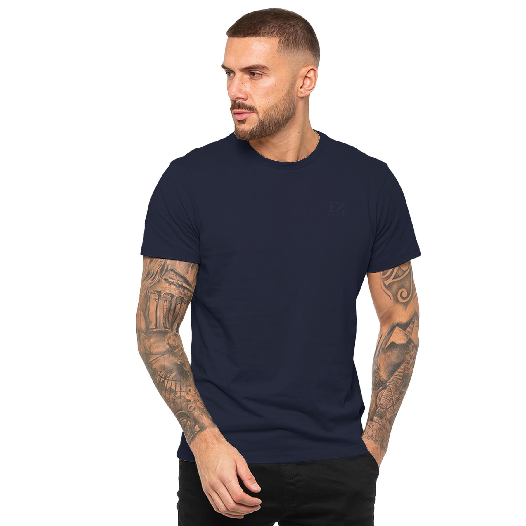 Enzo Mens T Shirt Short Sleeve Top Plain Cotton Crew Neck Casual Shirt - Picture 48 of 71