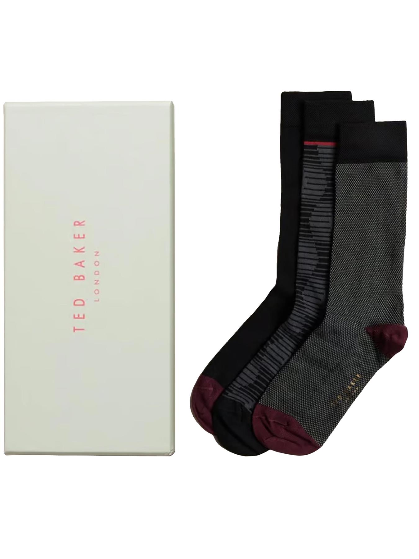 Ted Baker Mens Socks 3 Pairs Casual Cotton Rich Designer Gift Box Sock - Picture 21 of 34