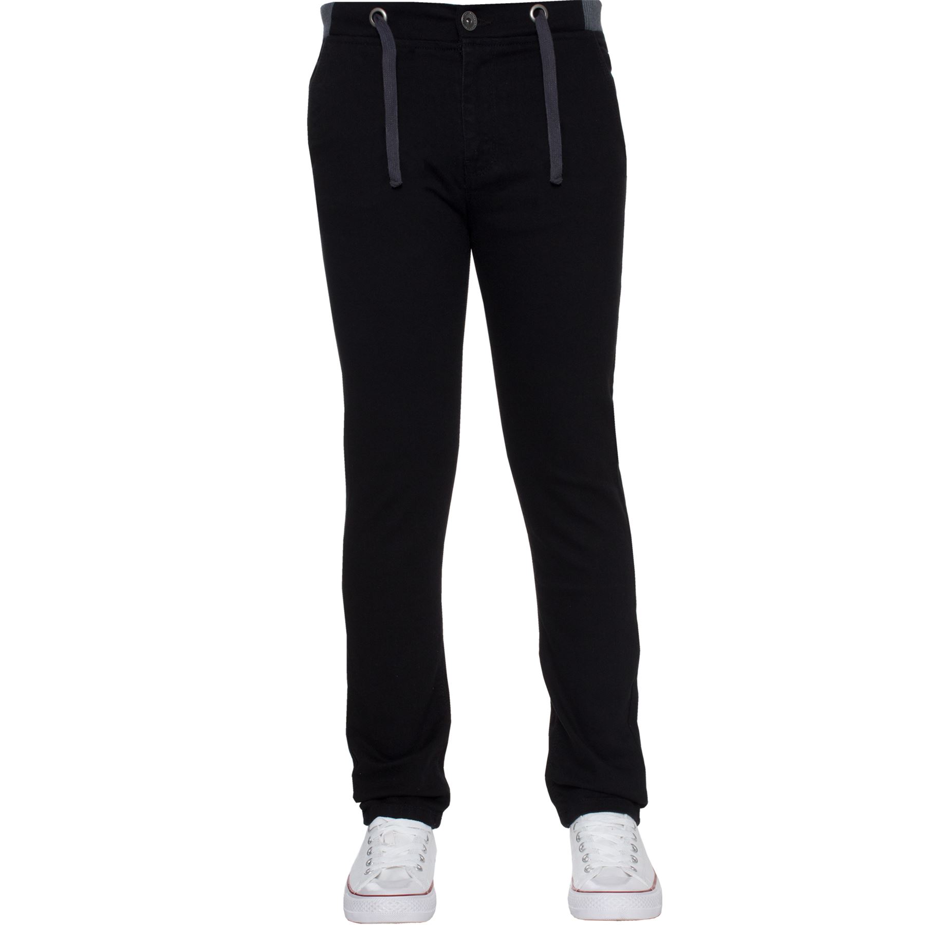 New Boys Stretch Kids Skinny Elasticated Waist Jeans School Pants Smart Trousers