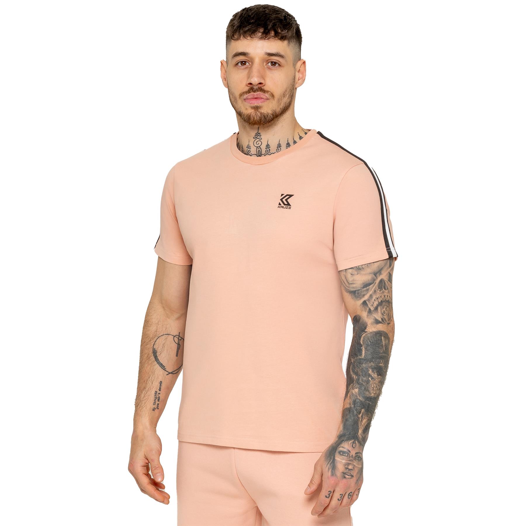 Kruze Short Sleeve T Shirt Mens Casual Cotton Tape Crew Neck Regular Fit Top - Picture 11 of 19