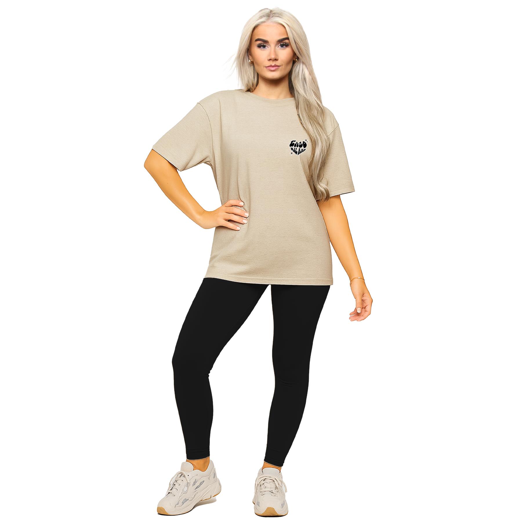 Conjunto de Conjunto para Mujer Enzo Cuello Redondo Logo Camiseta Elástica Elastizada Leggings Traje - Imagen 10 de 19