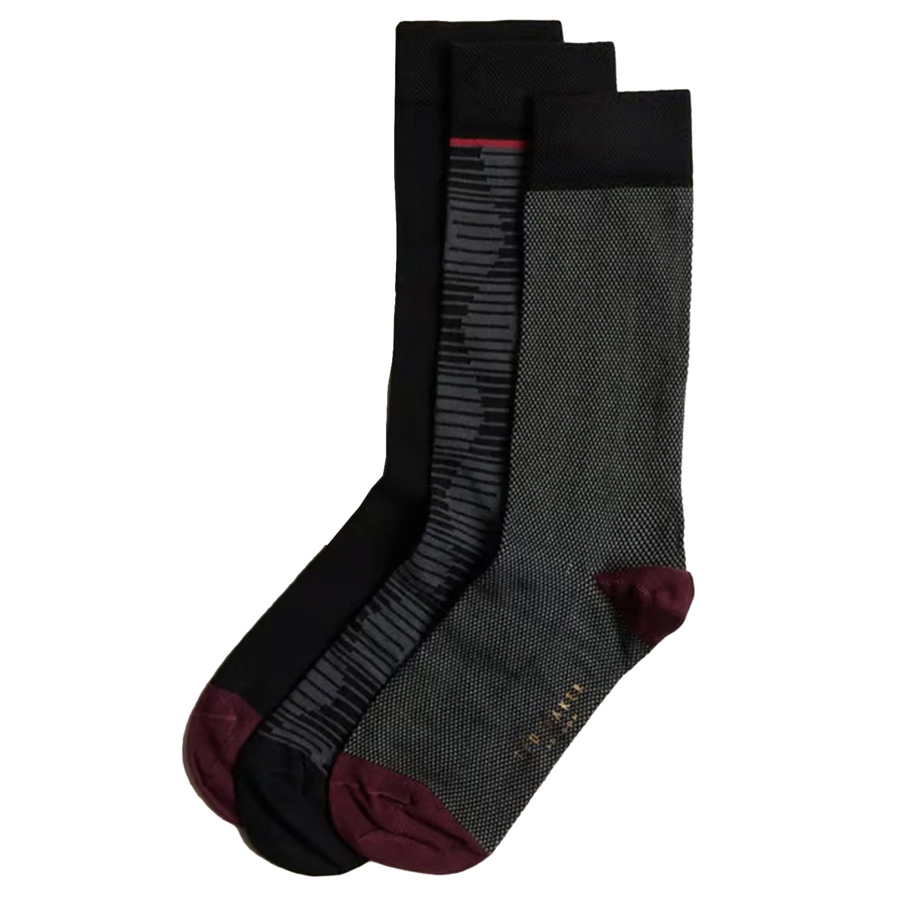 Ted Baker Mens Socks 3 Pairs Casual Cotton Rich Designer Gift Box Sock - Picture 18 of 34