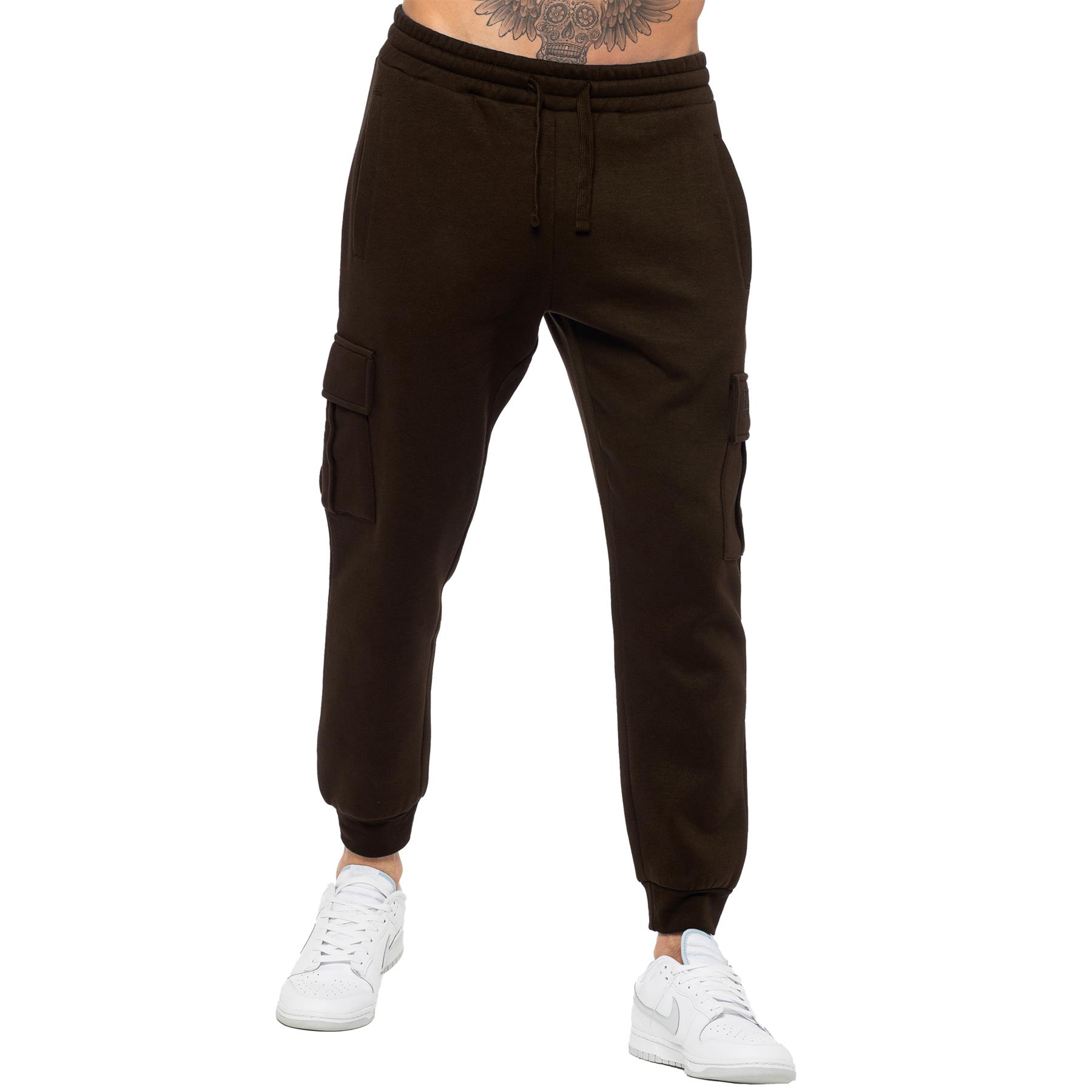 Enzo Mens Joggers Cargo Regular Fit Fleece Adjustable Waist Casual Sweatpants - Picture 19 of 65