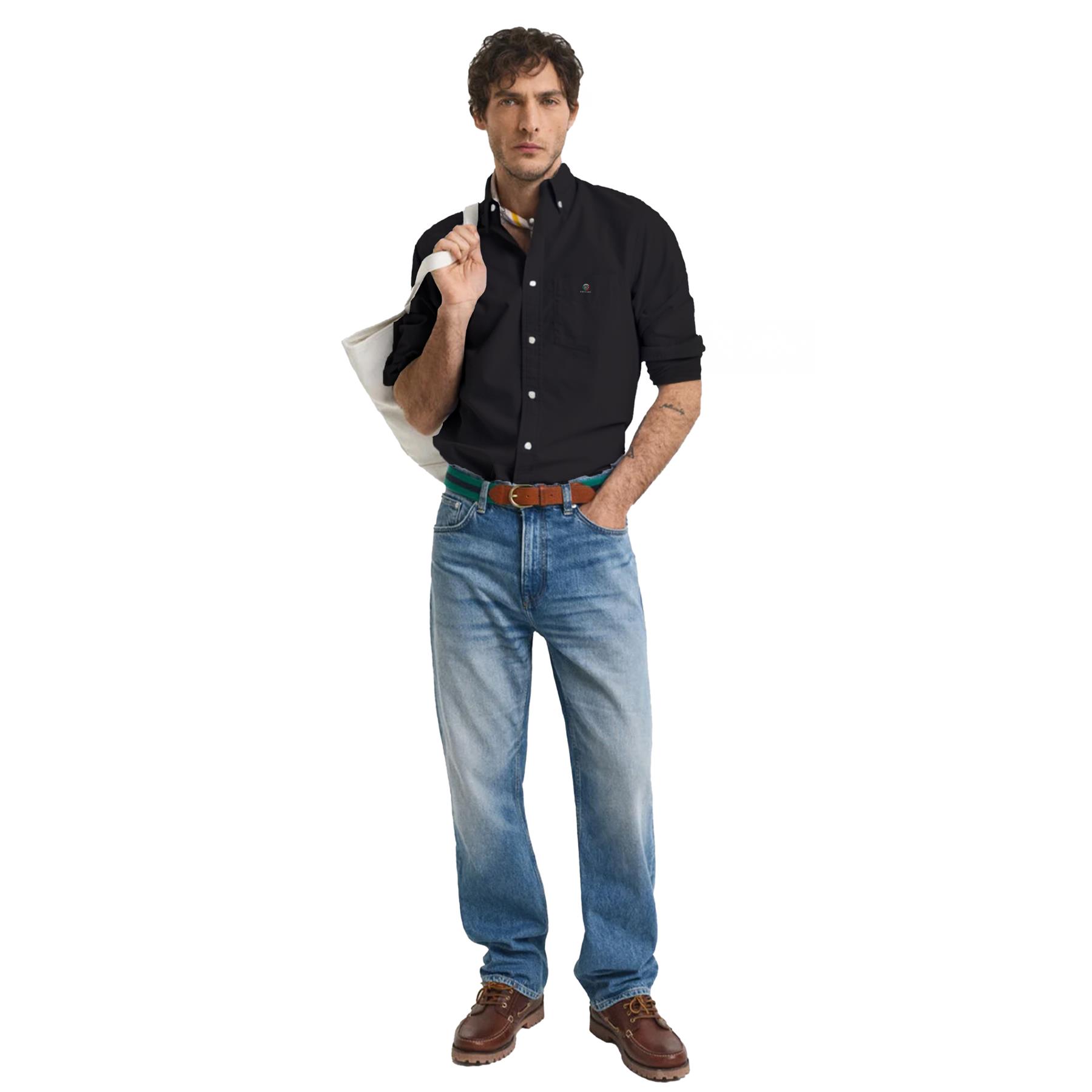 Enzo Mens Long Sleeve Shirt Casual Cotton Regular Fit Embroidered Logo Shirts - Picture 7 of 53