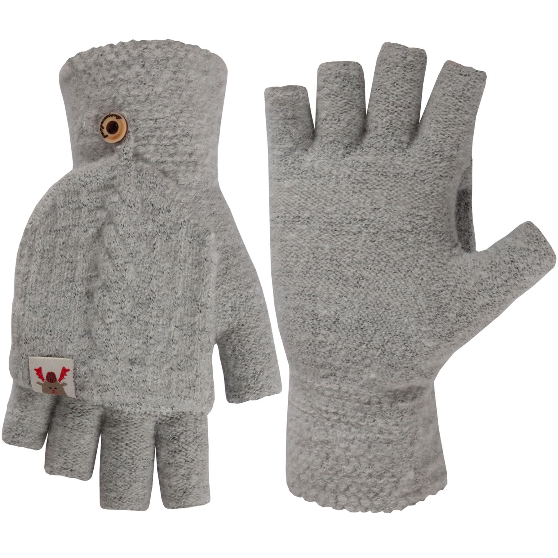 Guantes sin dedos para damas pantalla táctil polar tejido invierno cálido manopla - Imagen 11 de 17