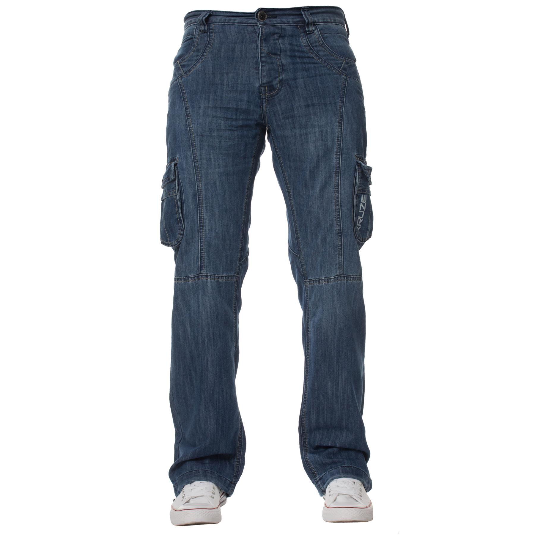 Tough And Stylish! Kruze Men's Combat Cargo Jeans – Casual Work Pants In Multiple Colors & Waist Sizes 28-50