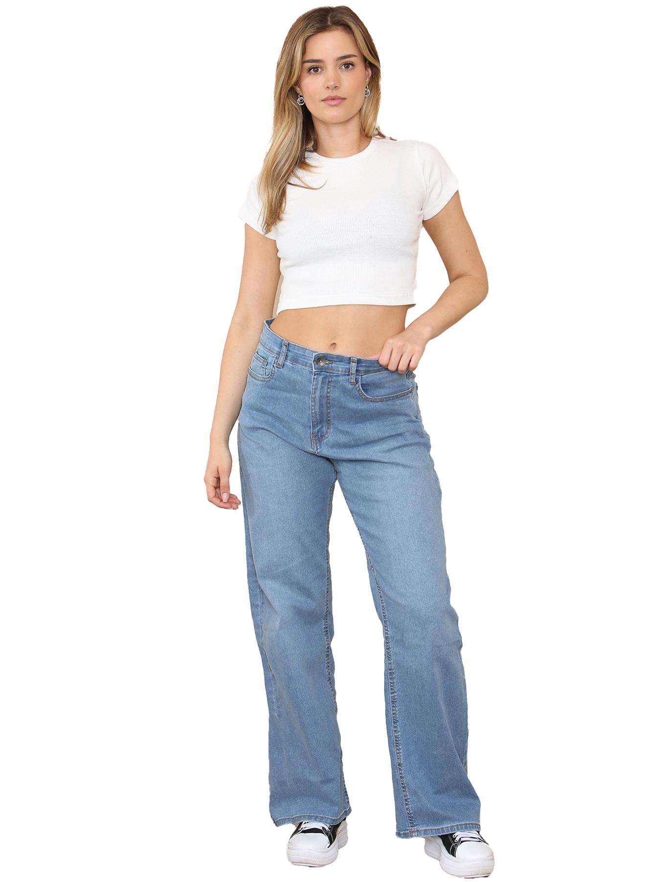 Enzo Womens Straight Leg Cargo Denim Jeans Mid Rise Casual Cotton Pants - Picture 13 of 27