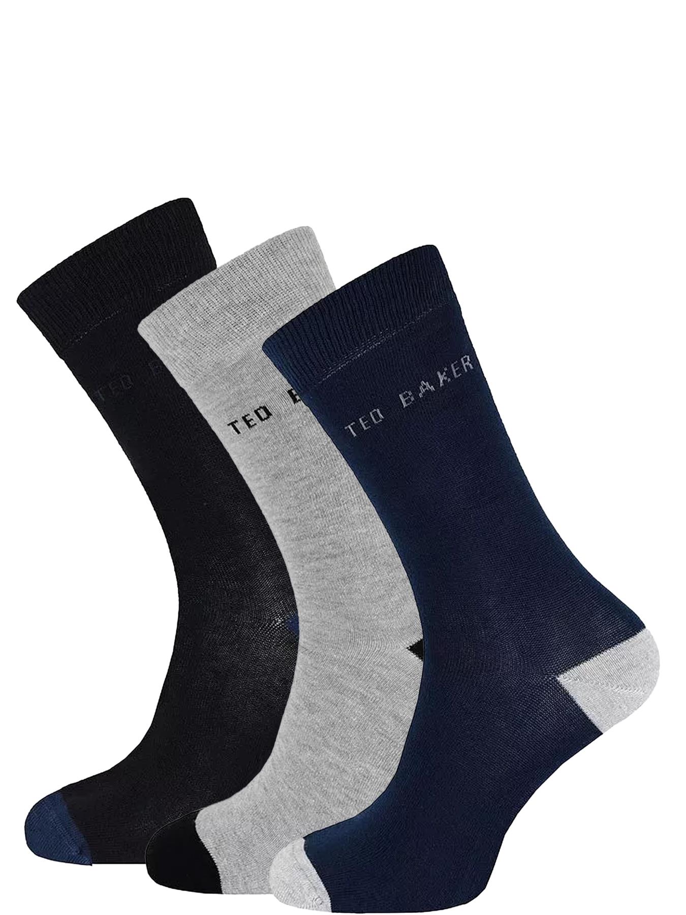Ted Baker Mens Socks 3 Pairs Casual Cotton Rich Designer Gift Box Sock - Picture 13 of 34