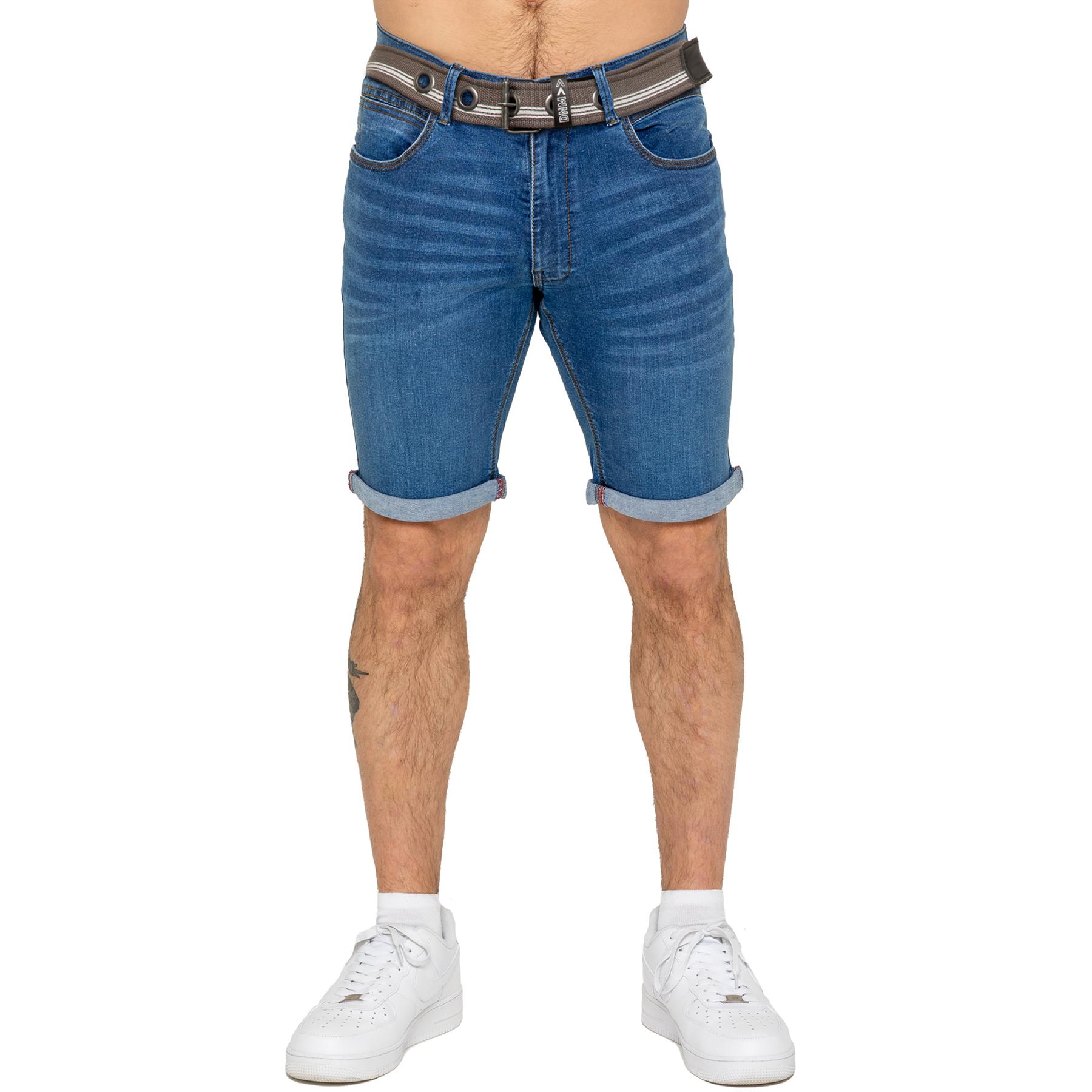 Pantalones Cortos Enzo Para Hombres Calce Ajustado Verano Elastizados Denim Medio Pantalones - Imagen 9 de 20