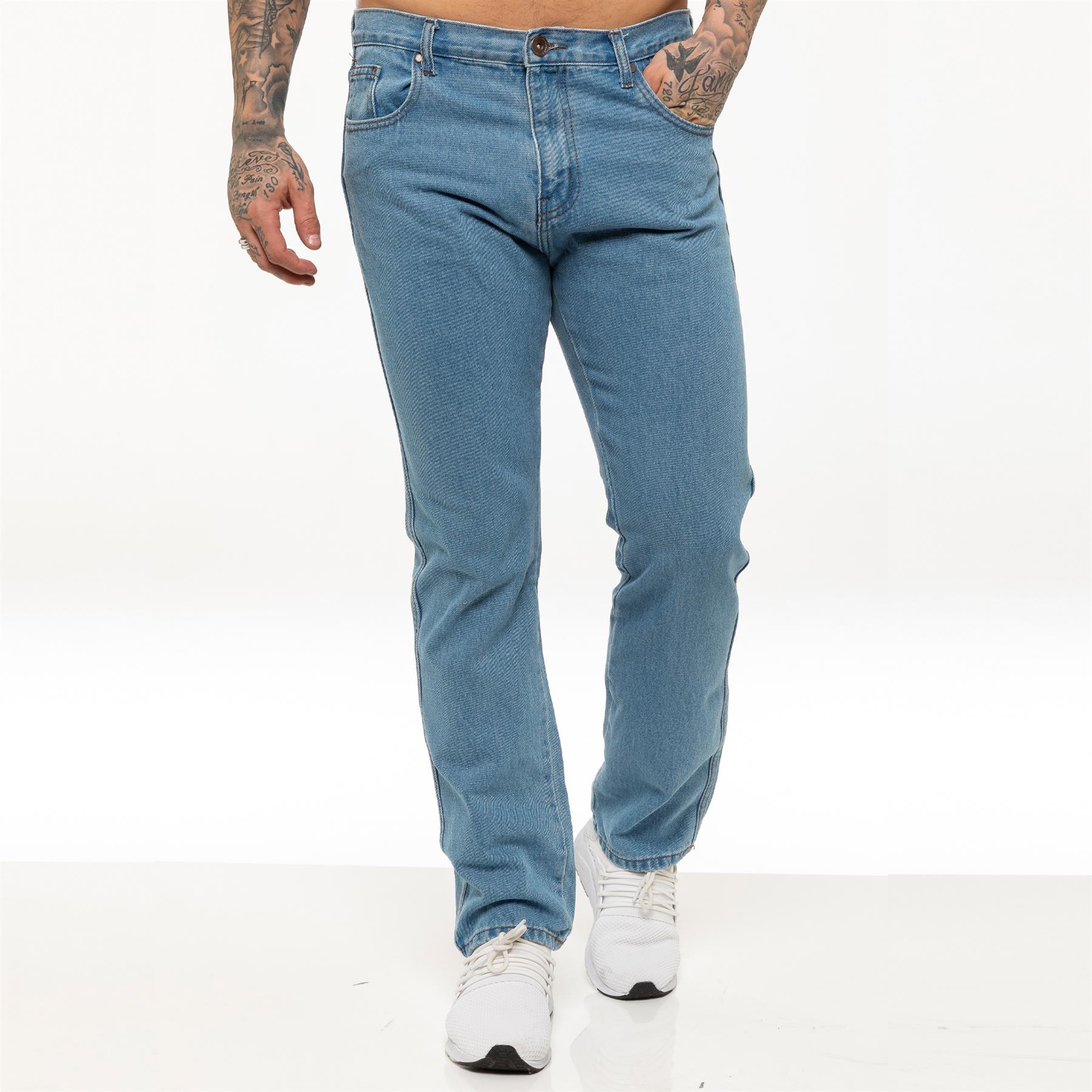 Kruze Mens Jeans Straight Leg Denim Trousers Regular Casual Work Pants UK Sizes - Picture 10 of 25