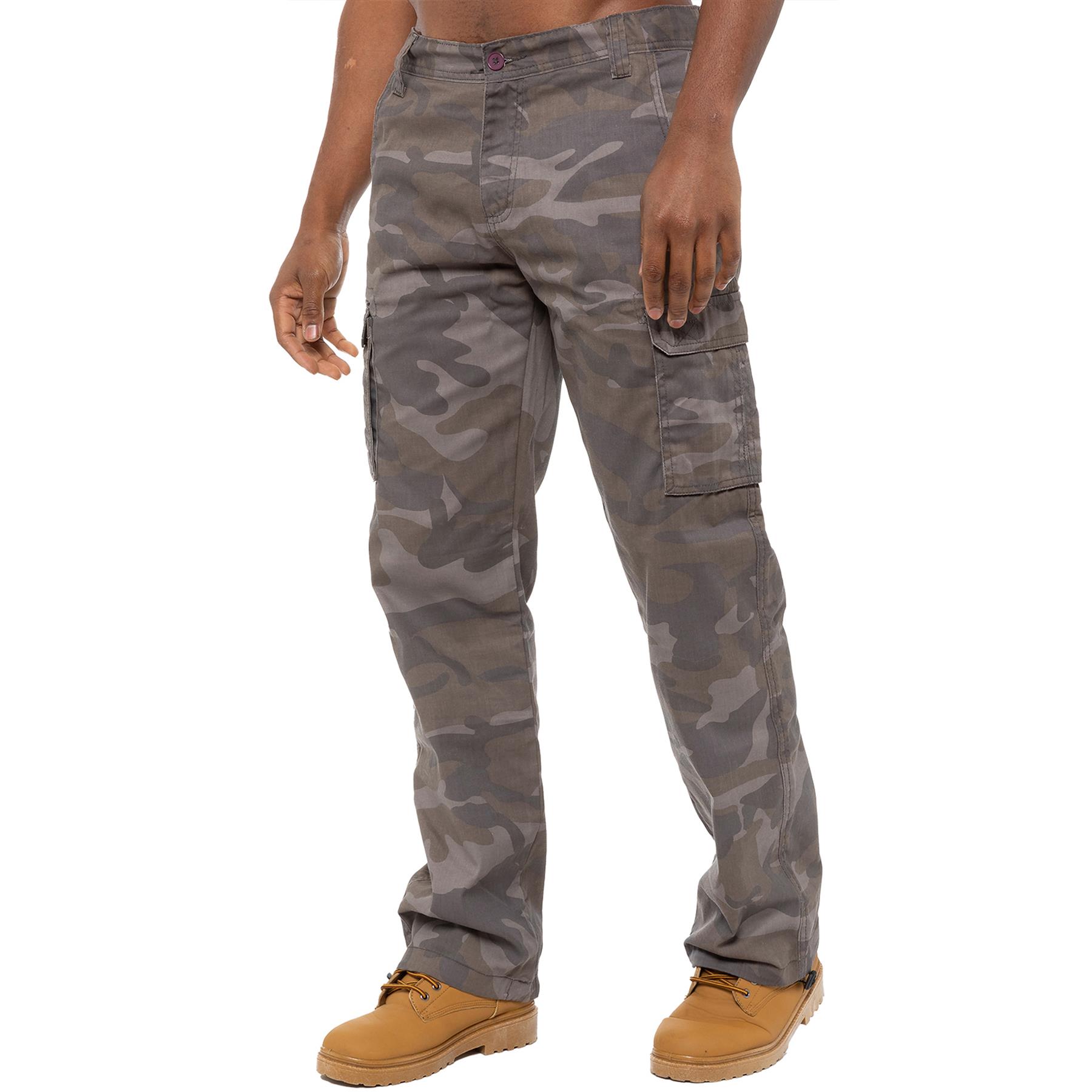 Kruze Mens Military Combat Work Trousers Camouflage Cargo Camo Army Casual Pants