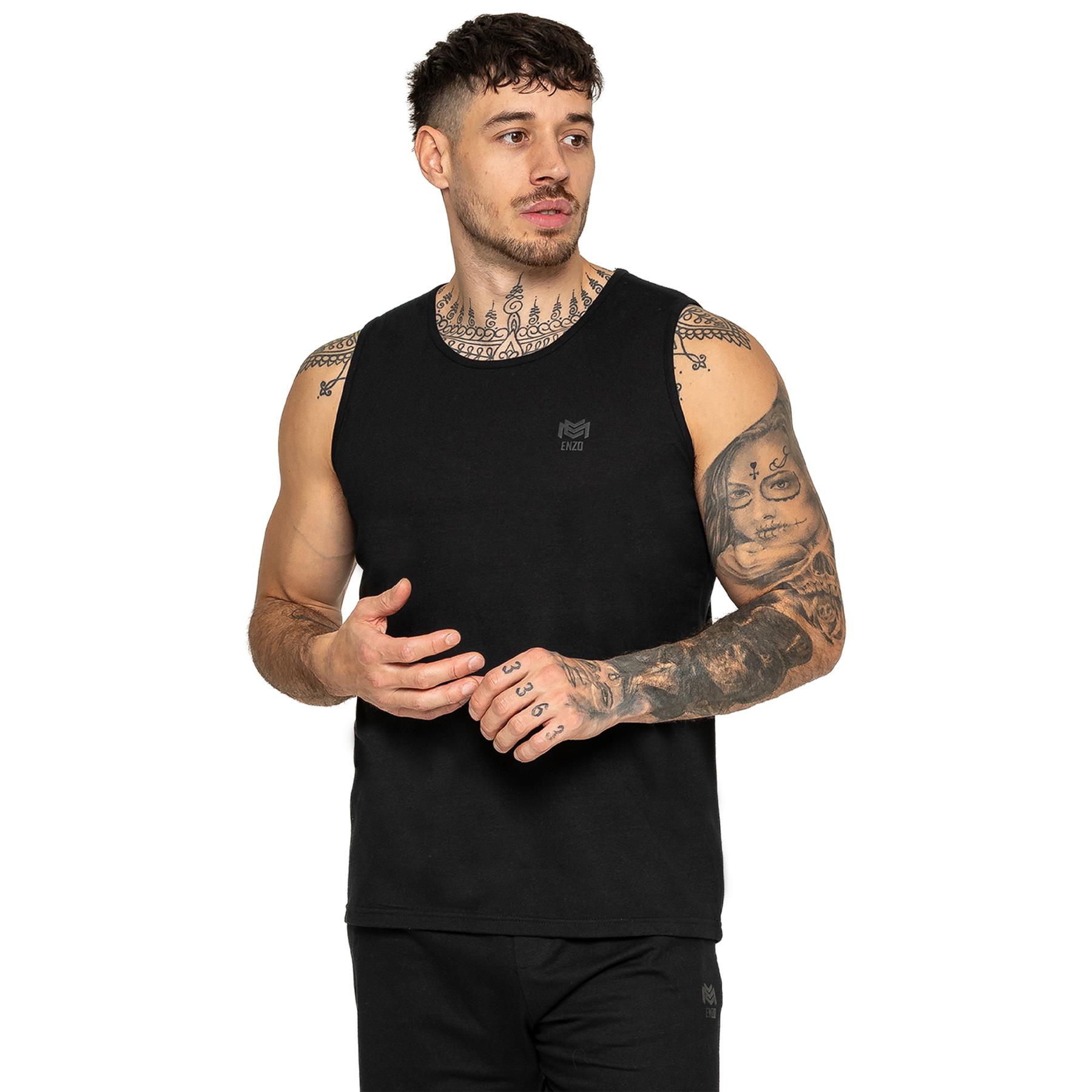 Mens Vest & Shorts Set Gym Tank Top Elasticated Stretch RUNNING sHORTS sUIT