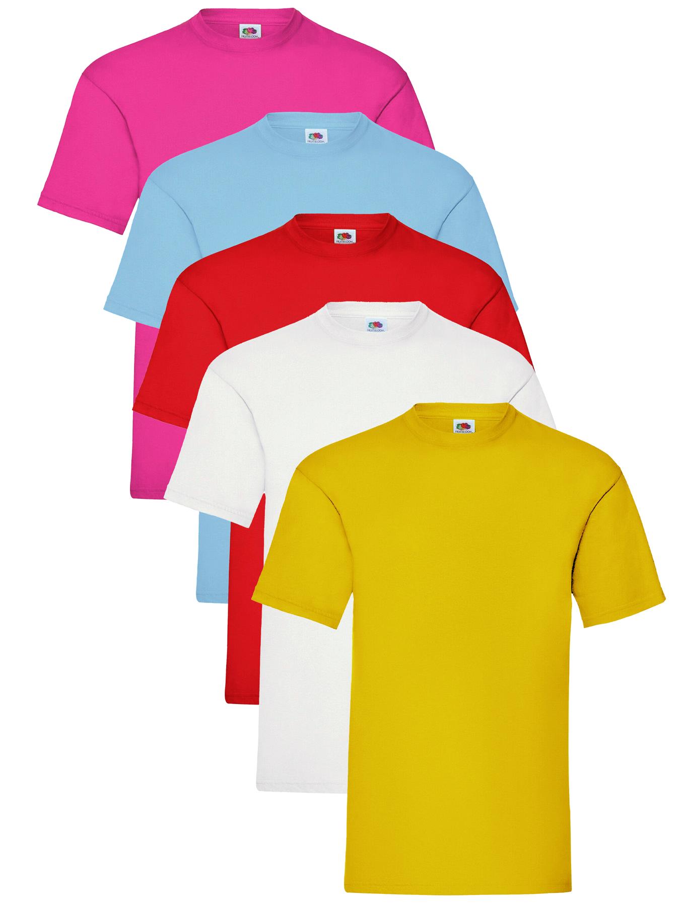 Fruit of the Loom Mens 5 Pack T-Shirts 100% Cotton Plain Solid Tee Shirt - Picture 25 of 36