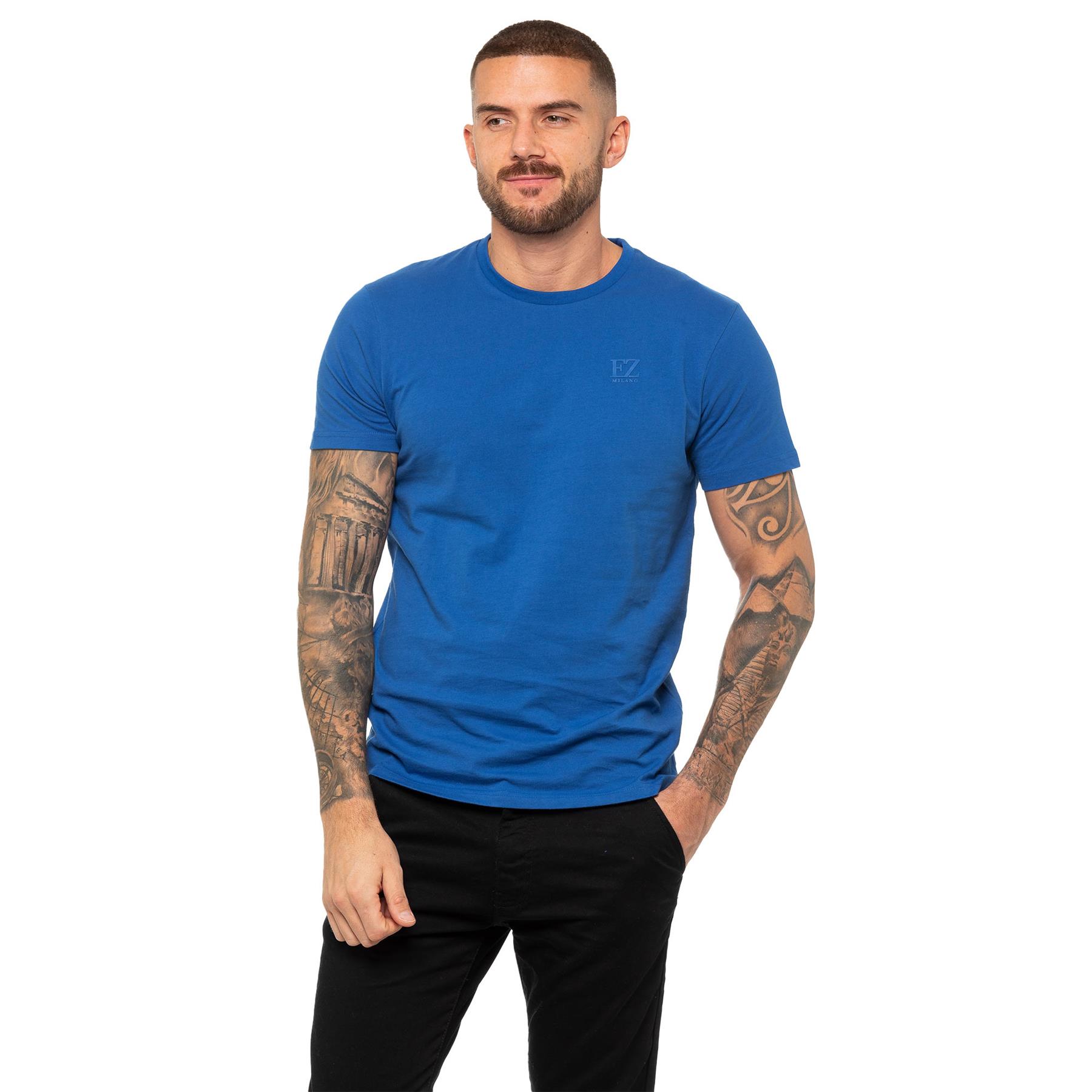 Enzo Mens T Shirt Short Sleeve Top Plain Cotton Crew Neck Casual Shirt - Picture 20 of 71