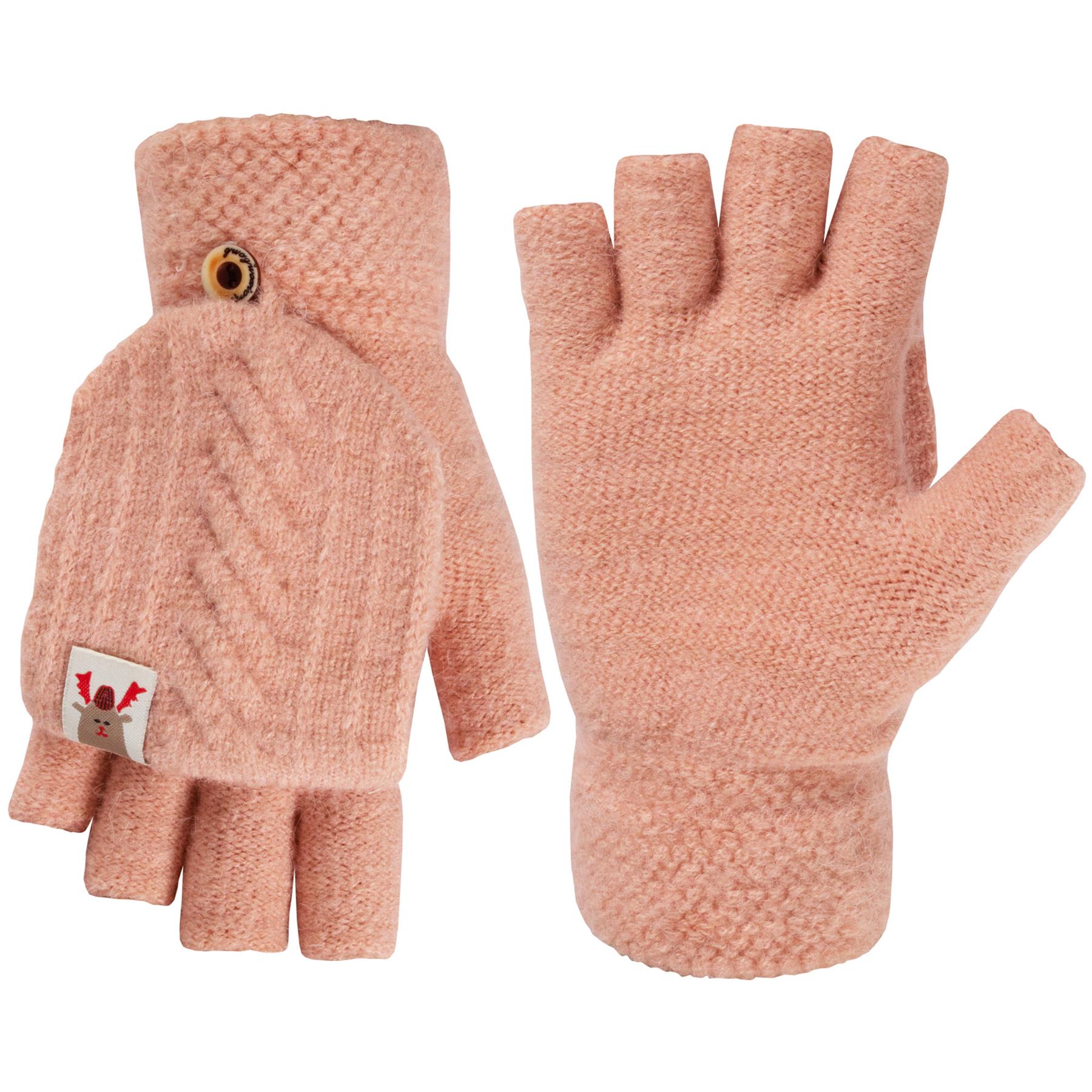 Guantes sin dedos para damas pantalla táctil polar tejido invierno cálido manopla - Imagen 15 de 17