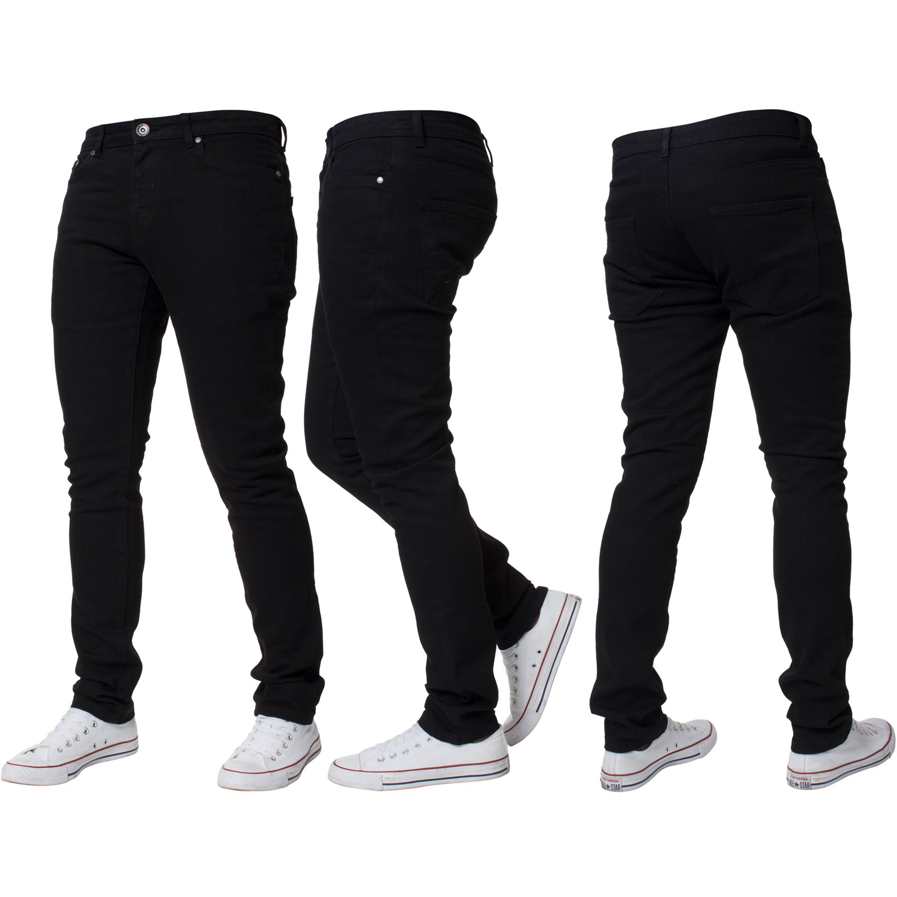 Kruze Mens Skinny Stretch Jeans Slim Fit Flex Denim Trousers Pants All