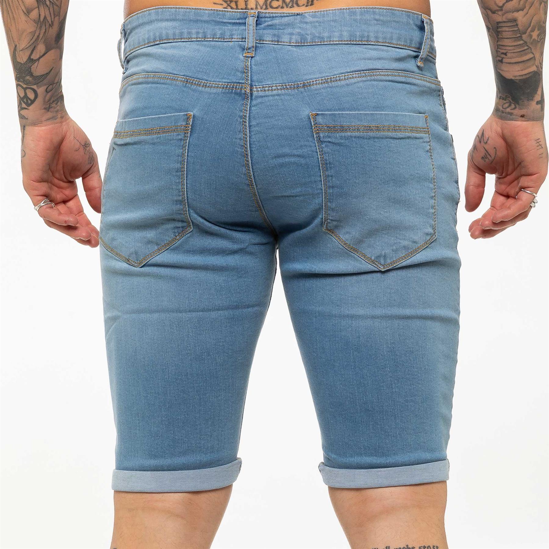 New Kruze Mens Skinny Fit Ripped Shorts Stretch Distressed Half Denim Jean Pants New Kruze Mens Skinny Fit Ripped Shorts Stretch Distressed Half Denim Jean Pants
