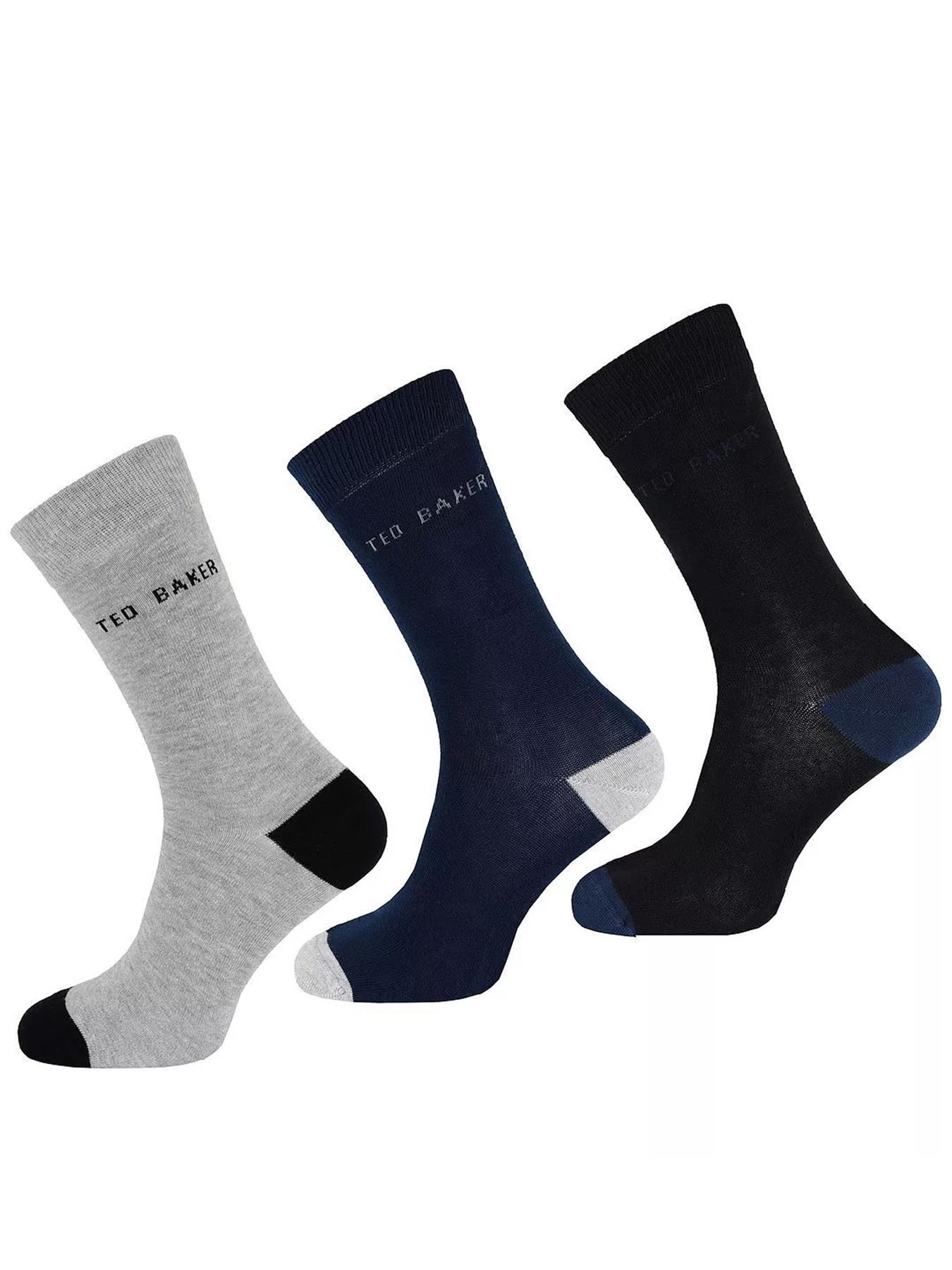 Ted Baker Mens Socks 3 Pairs Casual Cotton Rich Designer Gift Box Sock - Picture 14 of 34
