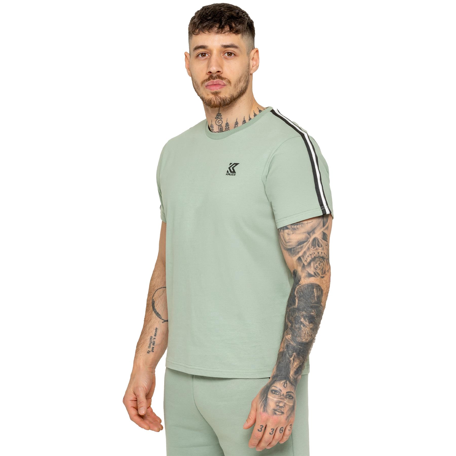 Kruze Short Sleeve T Shirt Mens Casual Cotton Tape Crew Neck Regular Fit Top - Picture 6 of 19