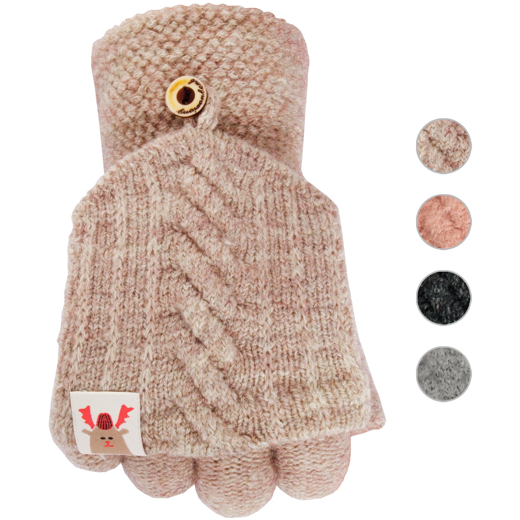 Guantes sin dedos para damas pantalla táctil polar tejido invierno cálido manopla - Imagen 5 de 17