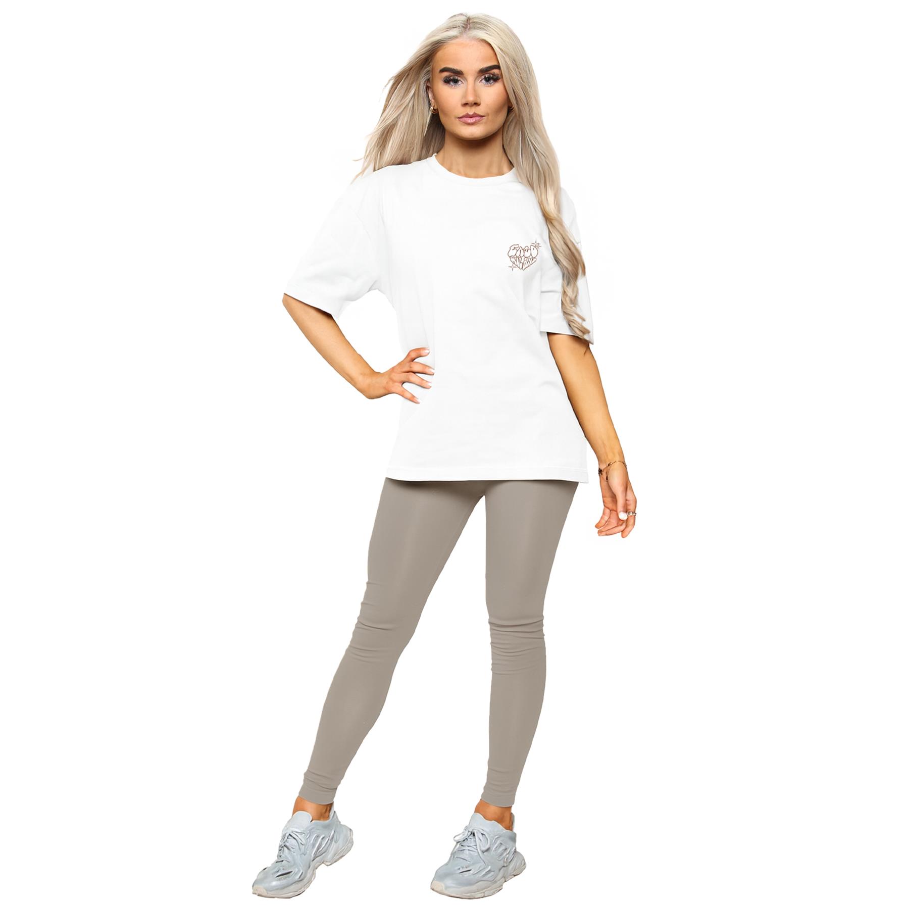 Conjunto de Conjunto para Mujer Enzo Cuello Redondo Logo Camiseta Elástica Elastizada Leggings Traje - Imagen 14 de 19