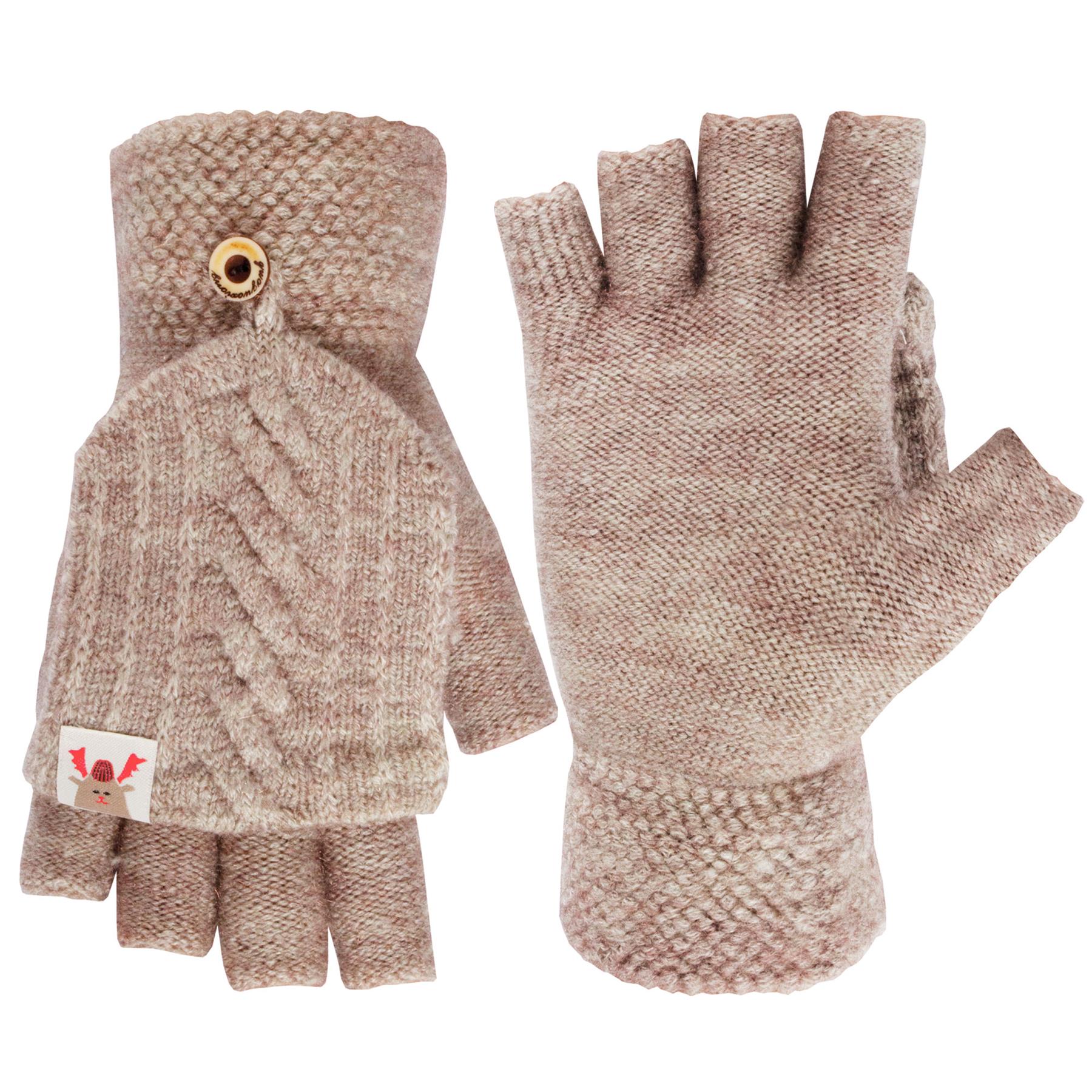 Guantes sin dedos para damas pantalla táctil polar tejido invierno cálido manopla - Imagen 3 de 17
