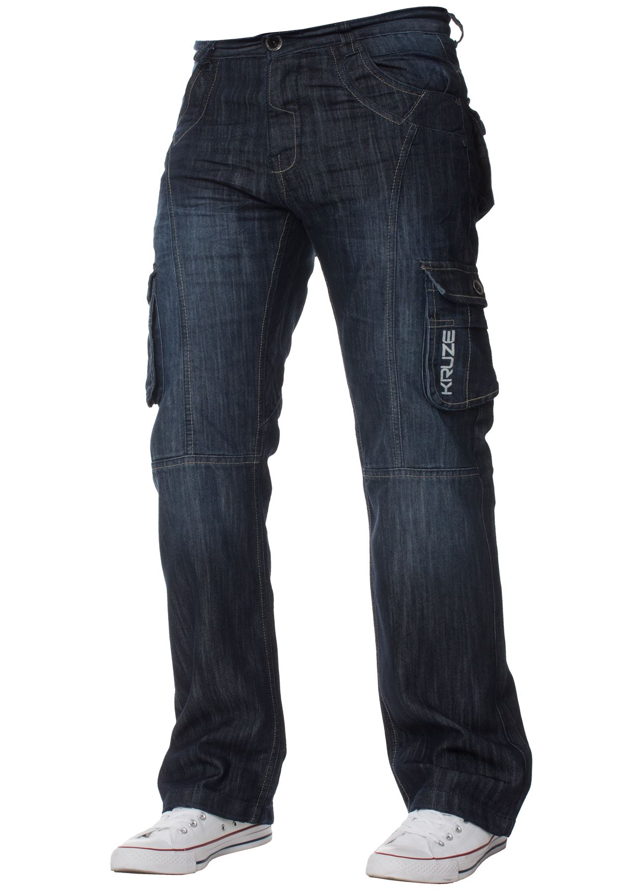 Kruze Mens Combat Jeans Cargo Trousers Denim Heavy Duty Work Pants All UK Sizes - Picture 11 of 19