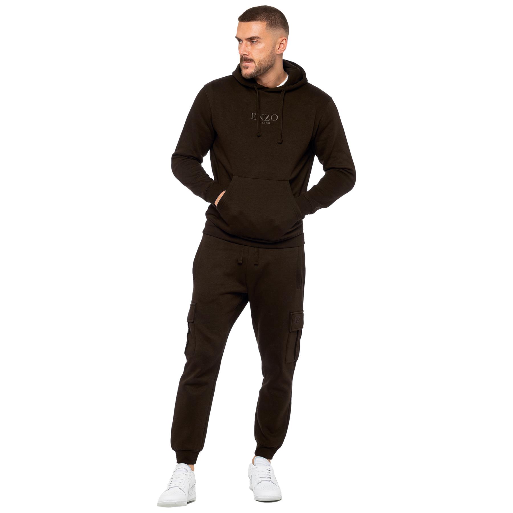 Enzo Mens Tracksuit Set Zip Regular Fit Hoodie Cuffed Joggers Casual 2pc Suit - Picture 67 of 107